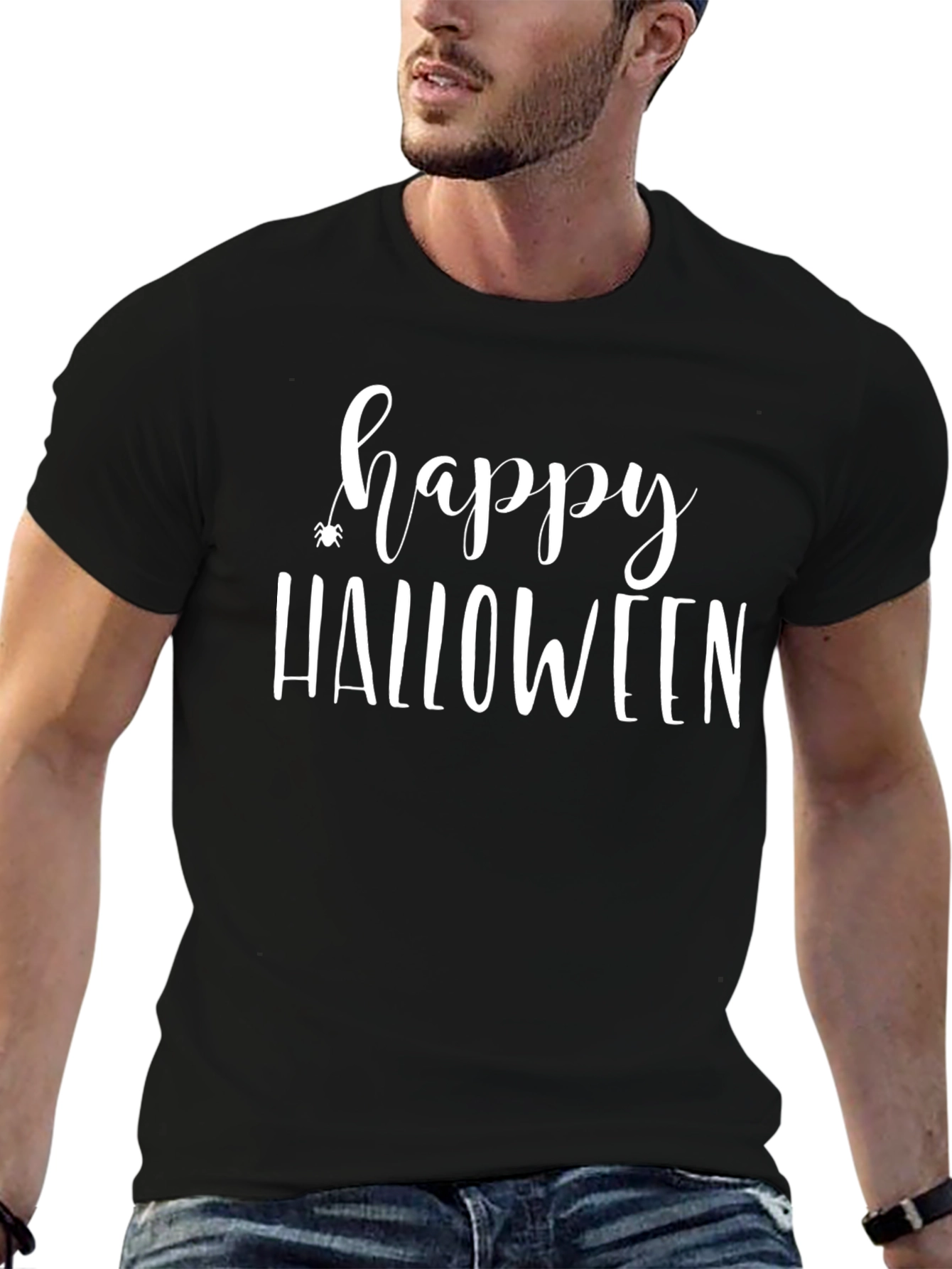 Happy Halloween Graphic Tee - Black Cotton Shirt