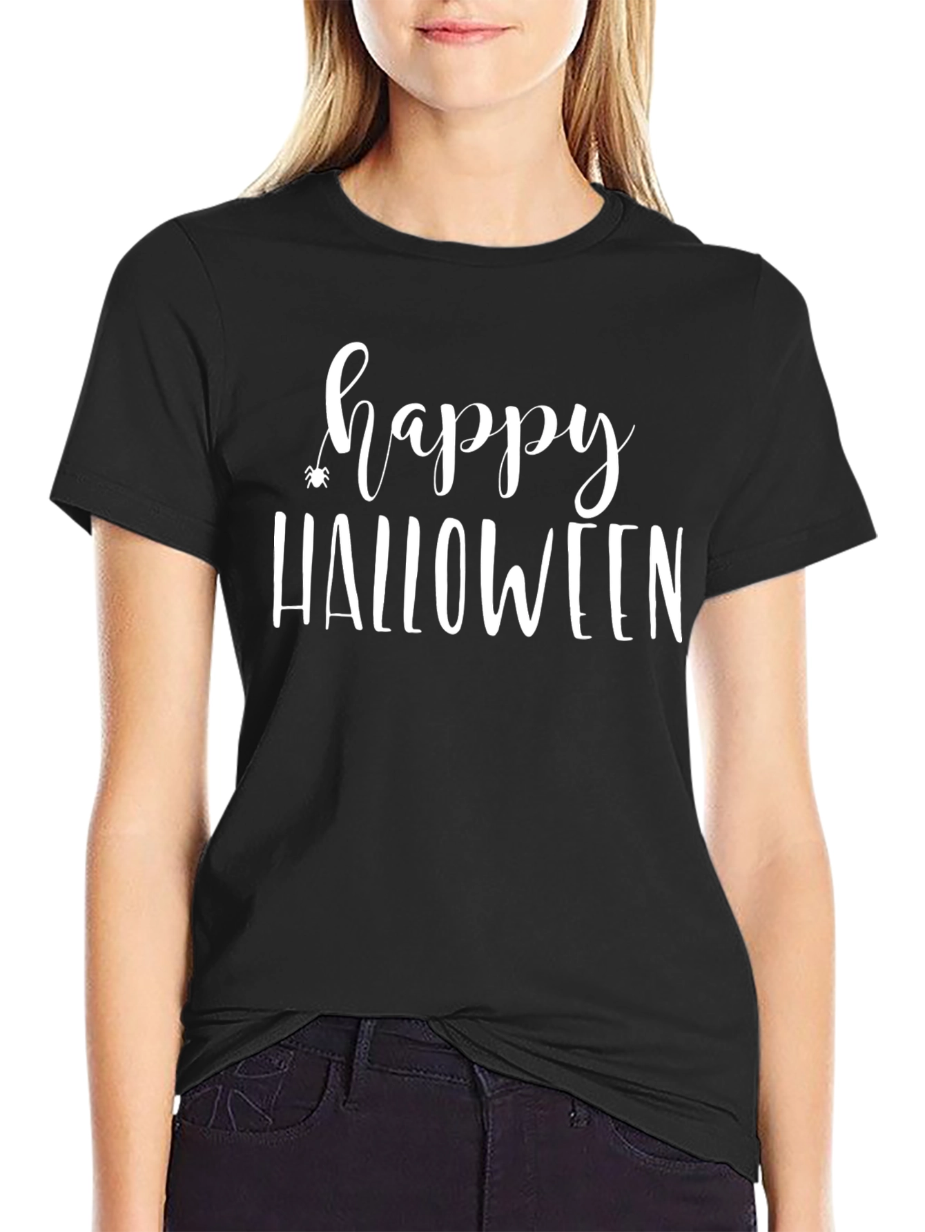 Happy Halloween Graphic Tee - Black Cotton Shirt