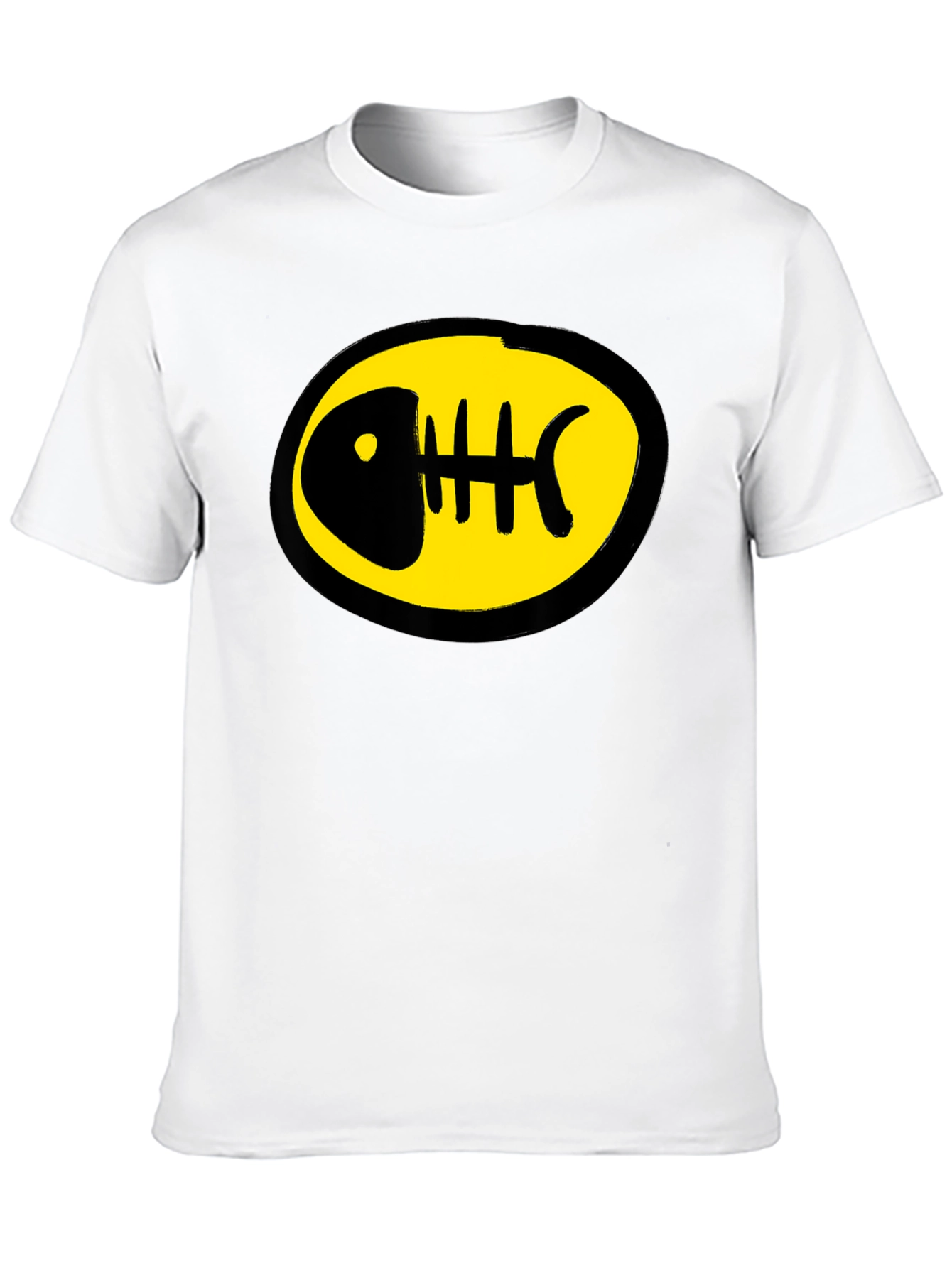 Black T-Shirt with Fishbone Design