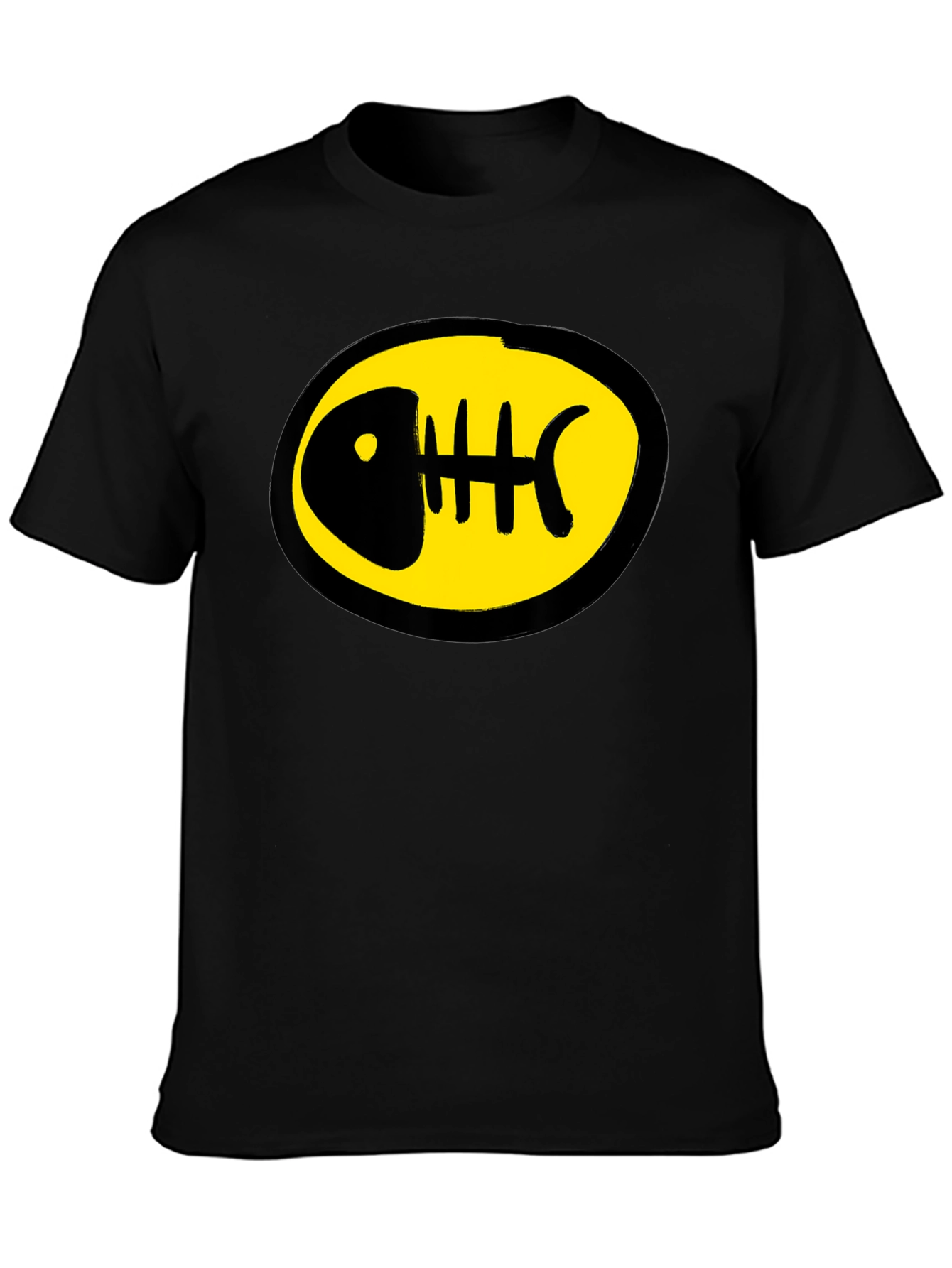 Black T-Shirt with Fishbone Design