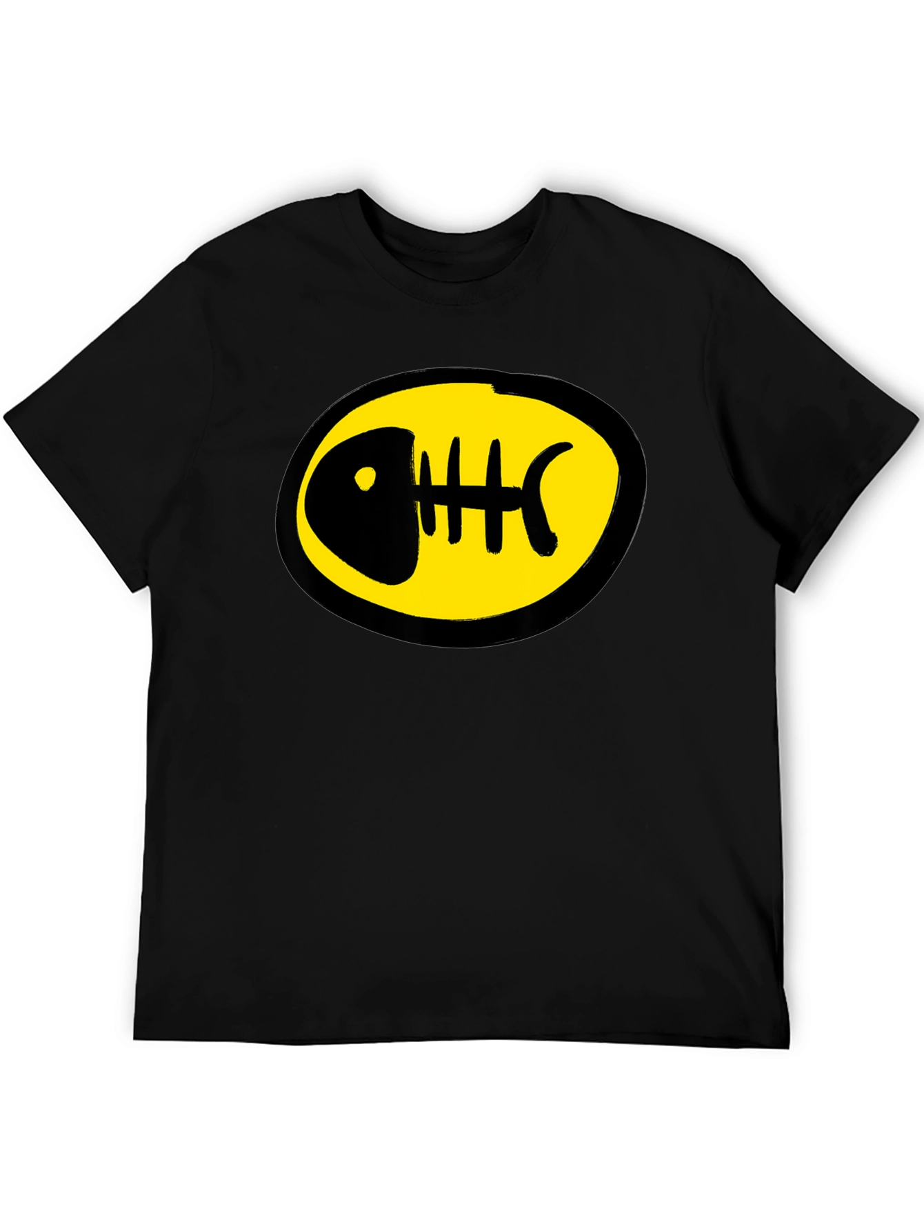 Black T-Shirt with Fishbone Design