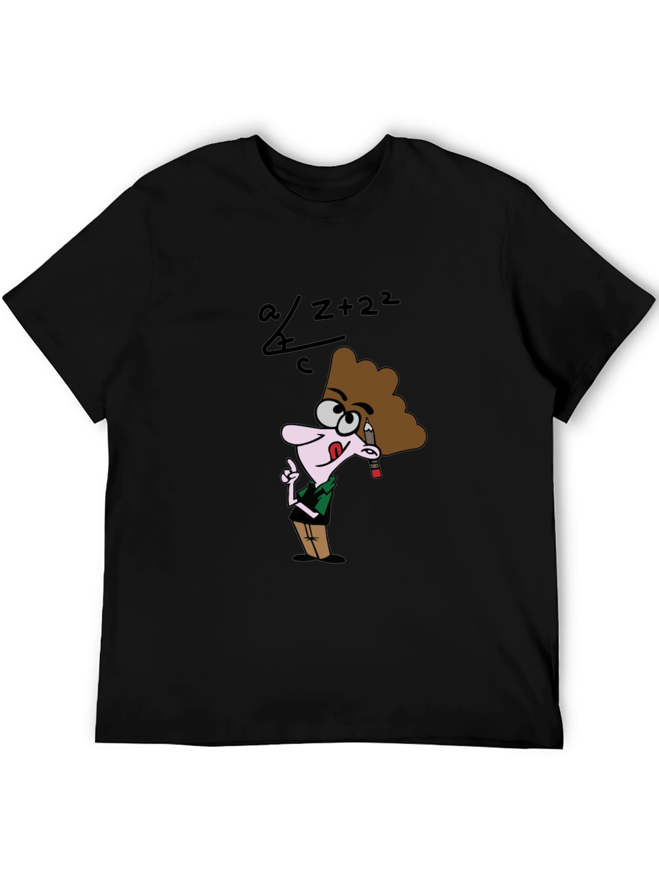 Cartoon Geek Math Humor Black T-Shirt