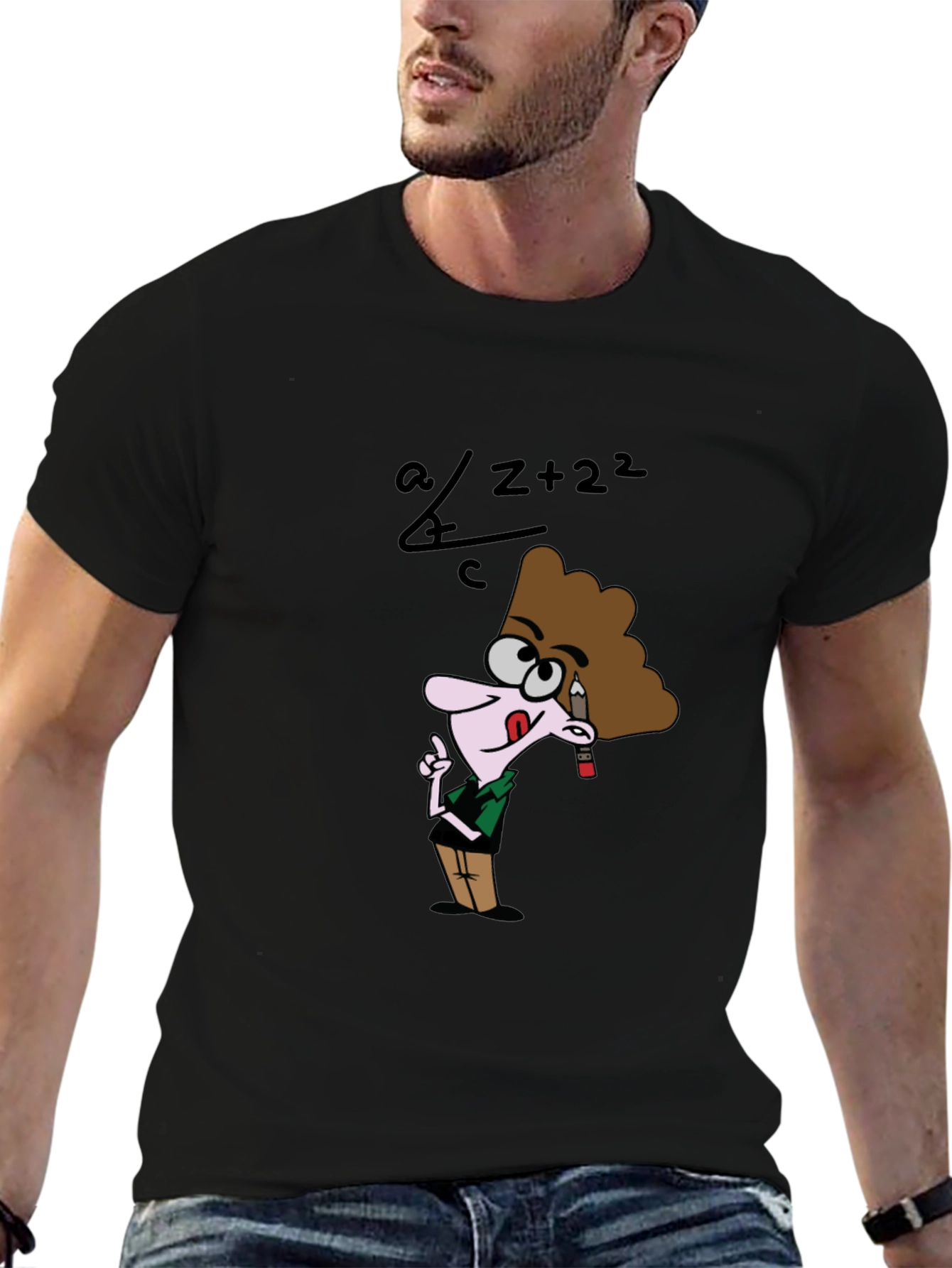 Cartoon Geek Math Humor Black T-Shirt