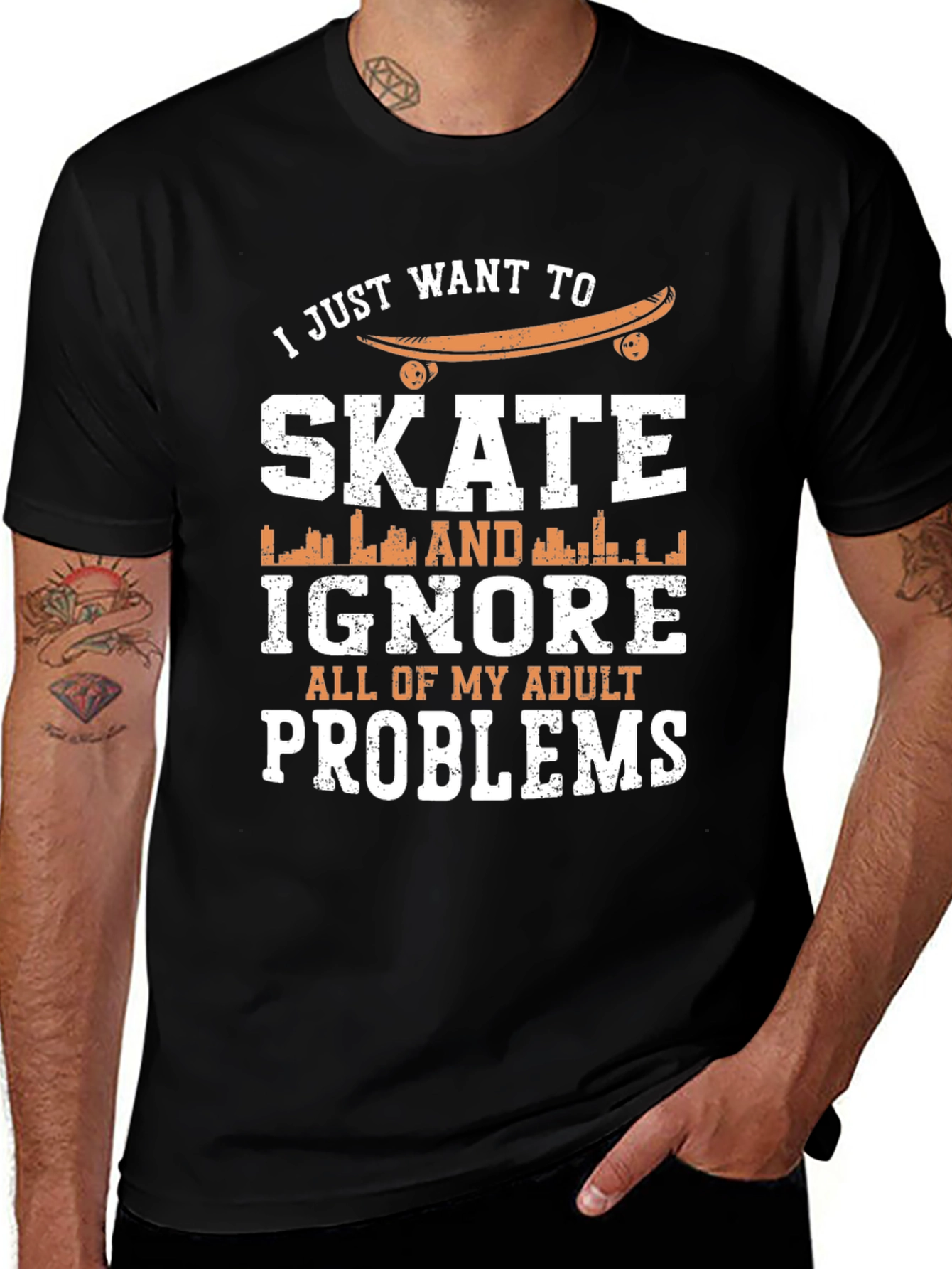 Skate & Ignore Adult Problems T-Shirt