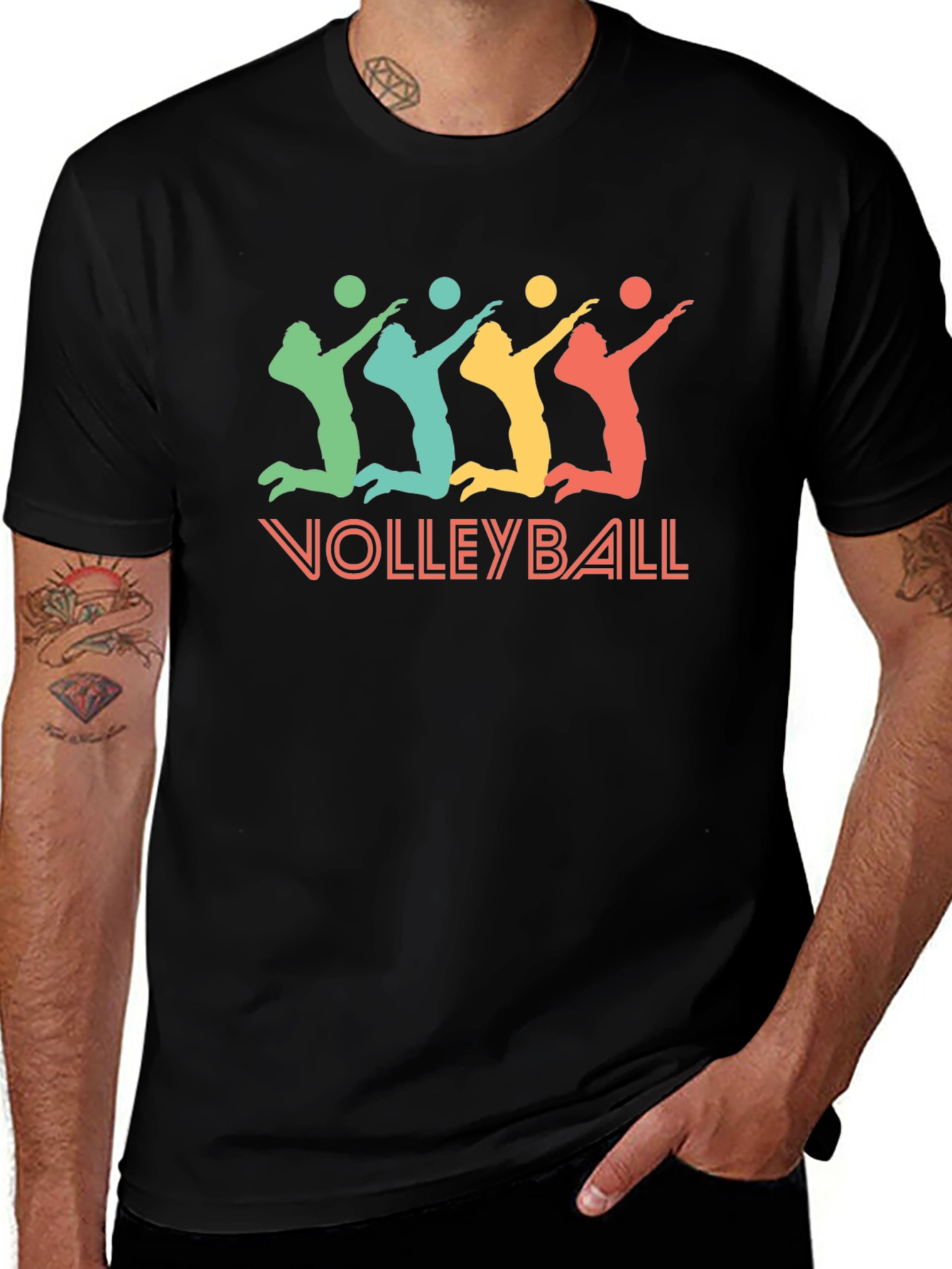 Volleyball Graphic T-Shirt - Black