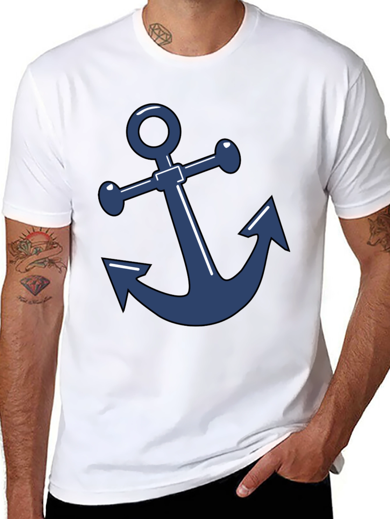 Nautical Anchor Graphic Tee - Classic Black T-Shirt