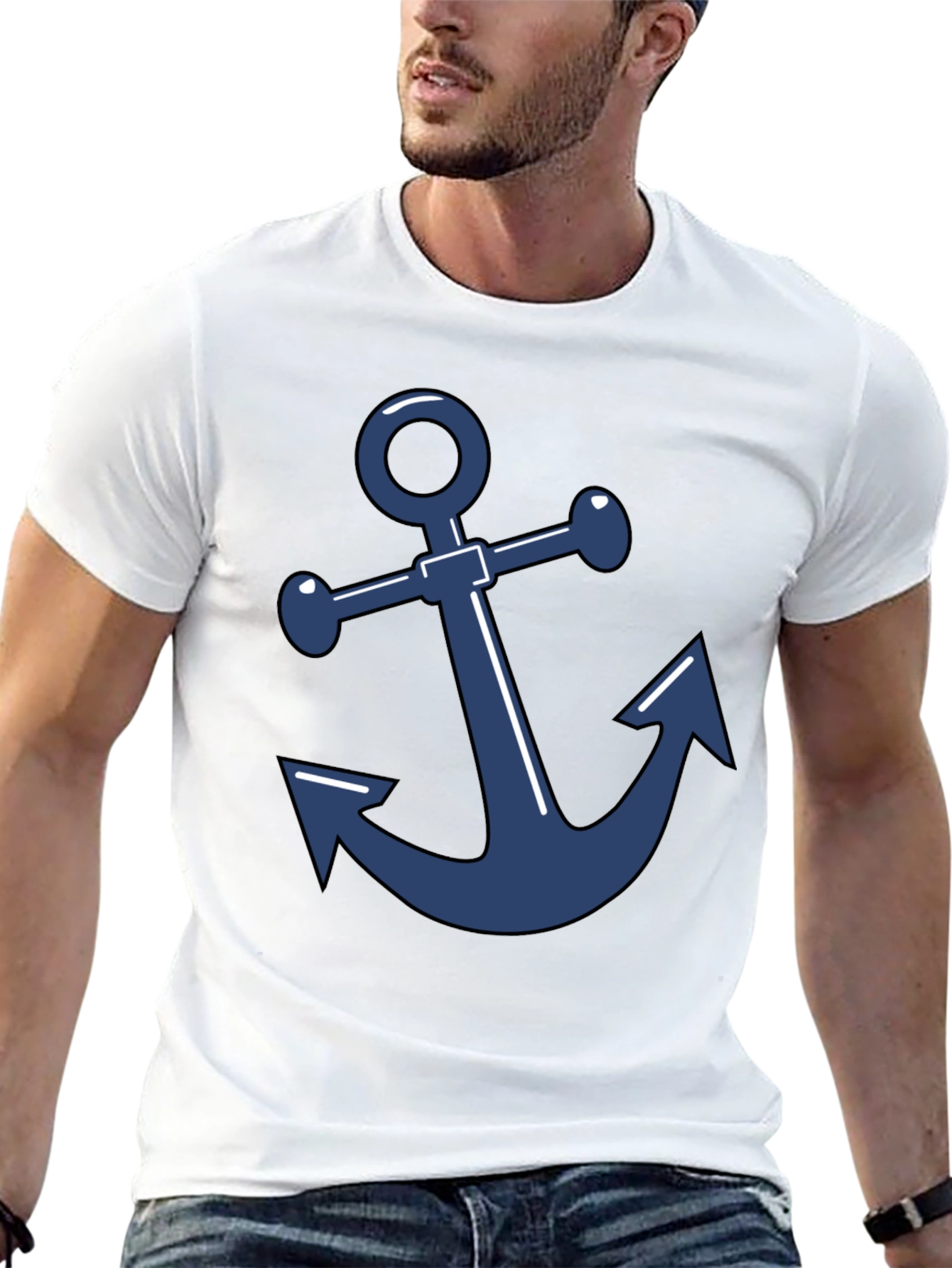 Nautical Anchor Graphic Tee - Classic Black T-Shirt