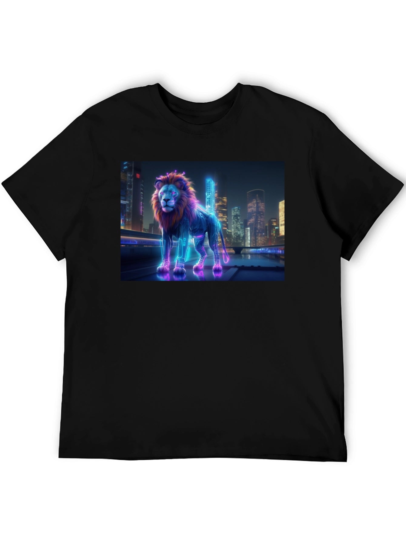 Neon Lion Cityscape T-Shirt