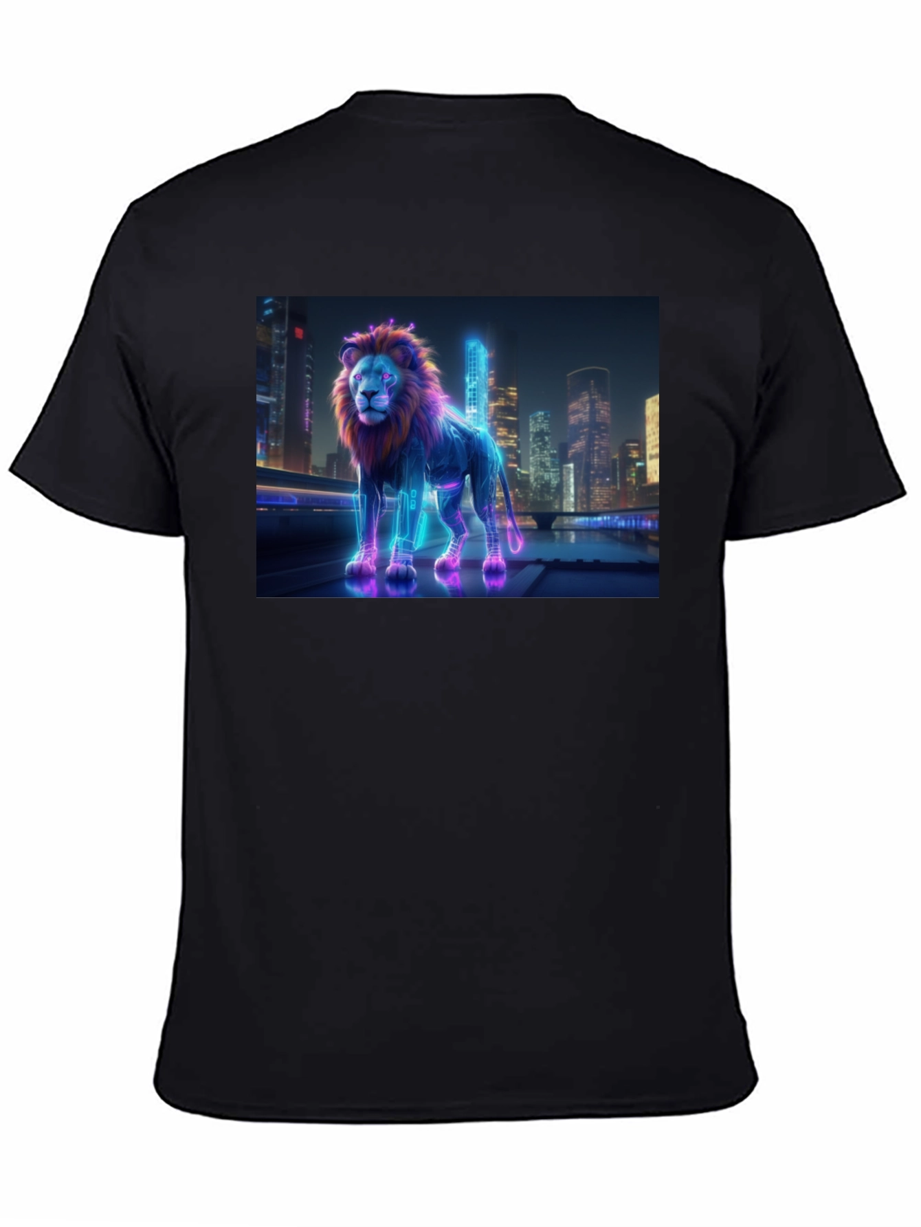 Neon Lion Cityscape T-Shirt