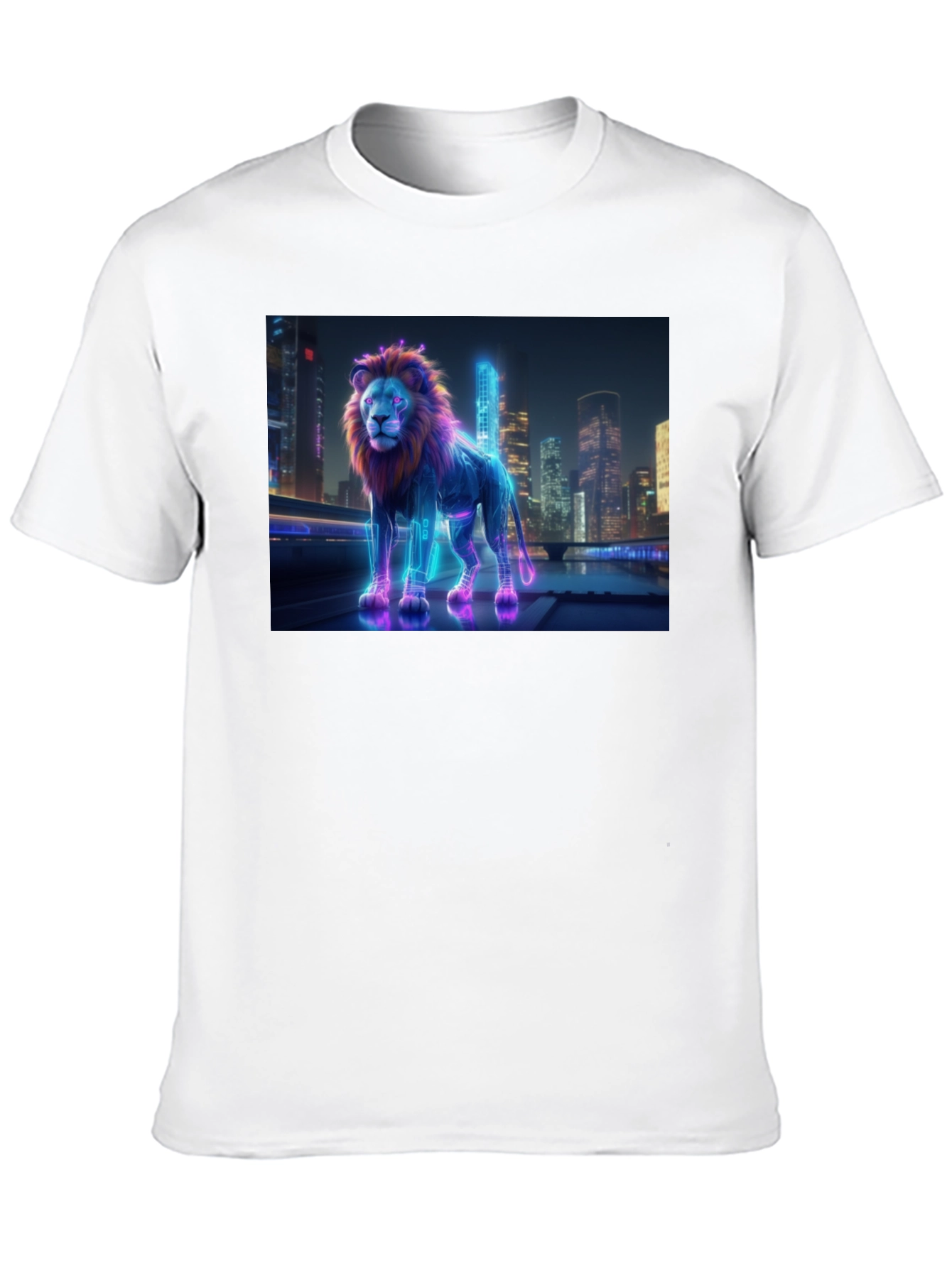 Neon Lion Cityscape T-Shirt
