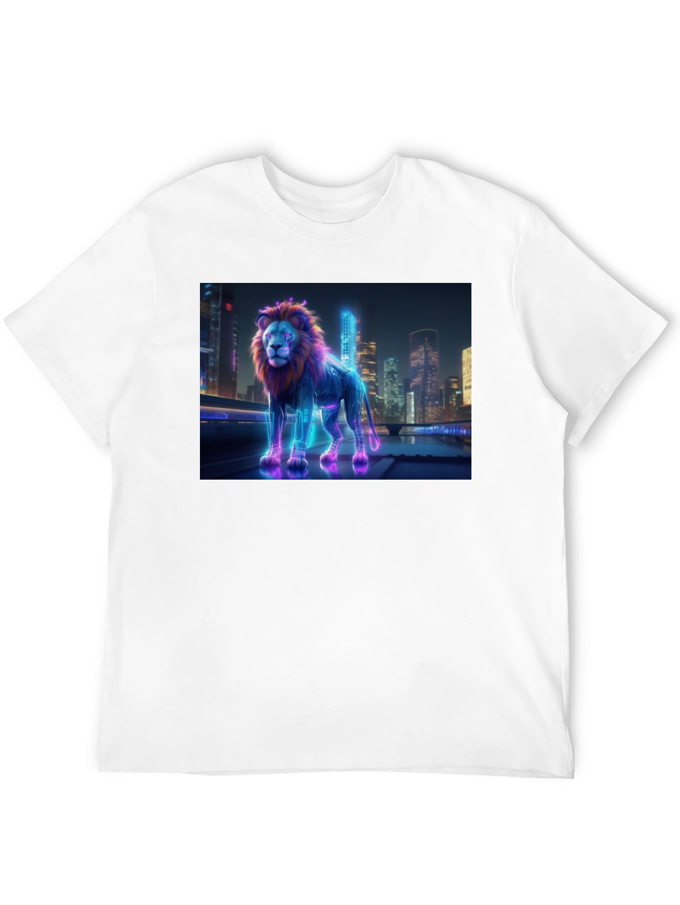 Neon Lion Cityscape T-Shirt