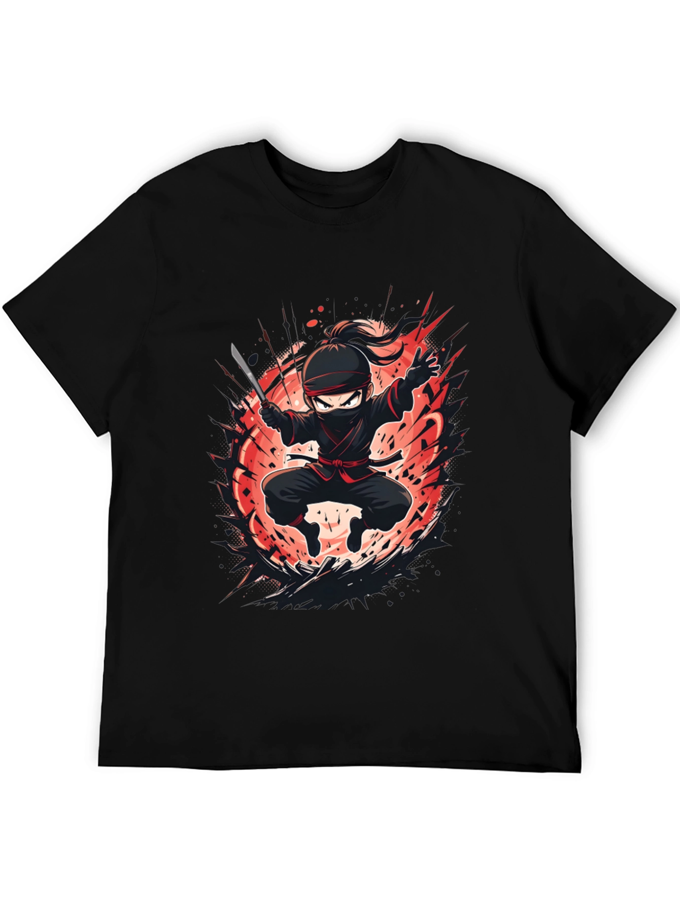 Ninja Warrior Graphic Tee - Black Cotton Blend