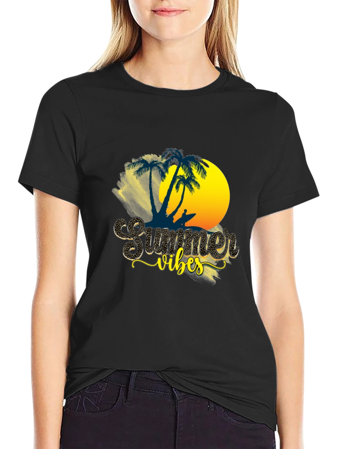 Summer Vibes Graphic T-Shirt - Tropical Beach Design