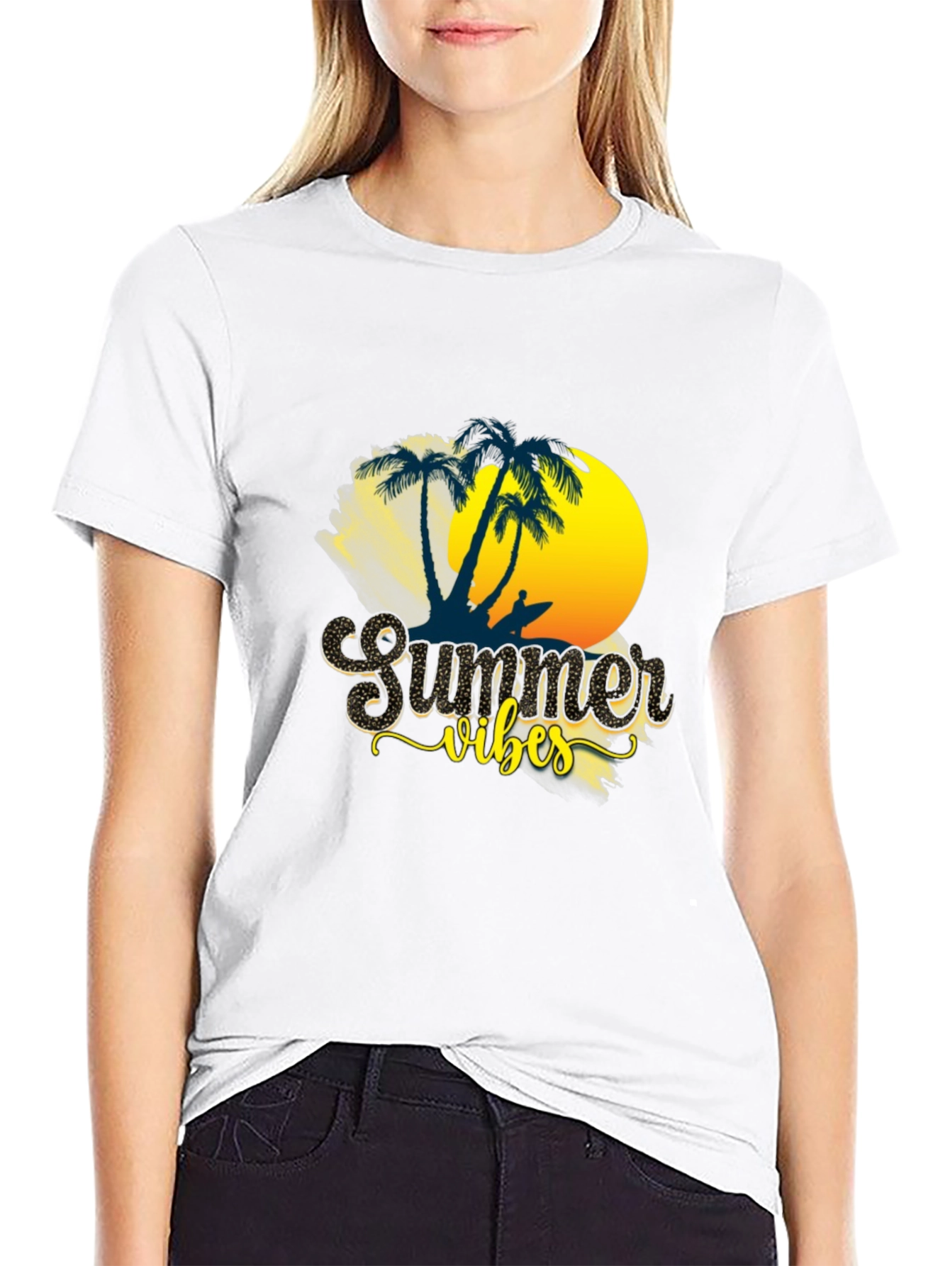 Summer Vibes Graphic T-Shirt - Tropical Beach Design