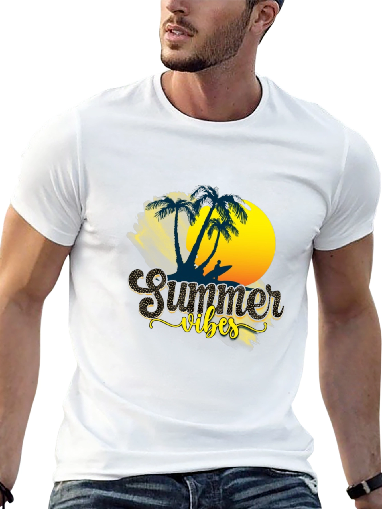 Summer Vibes Graphic T-Shirt - Tropical Beach Design