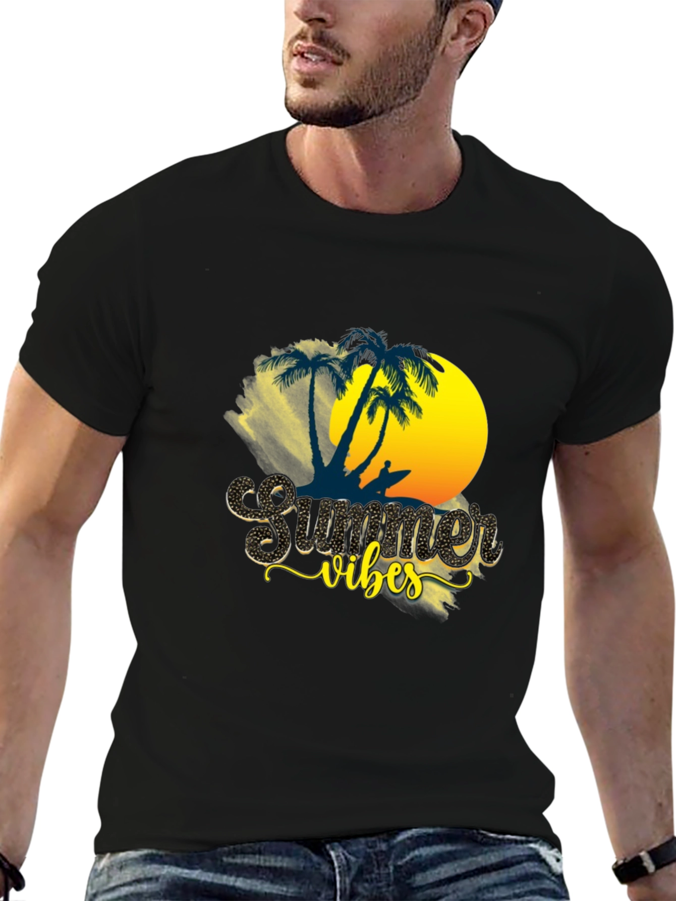 Summer Vibes Graphic T-Shirt - Tropical Beach Design
