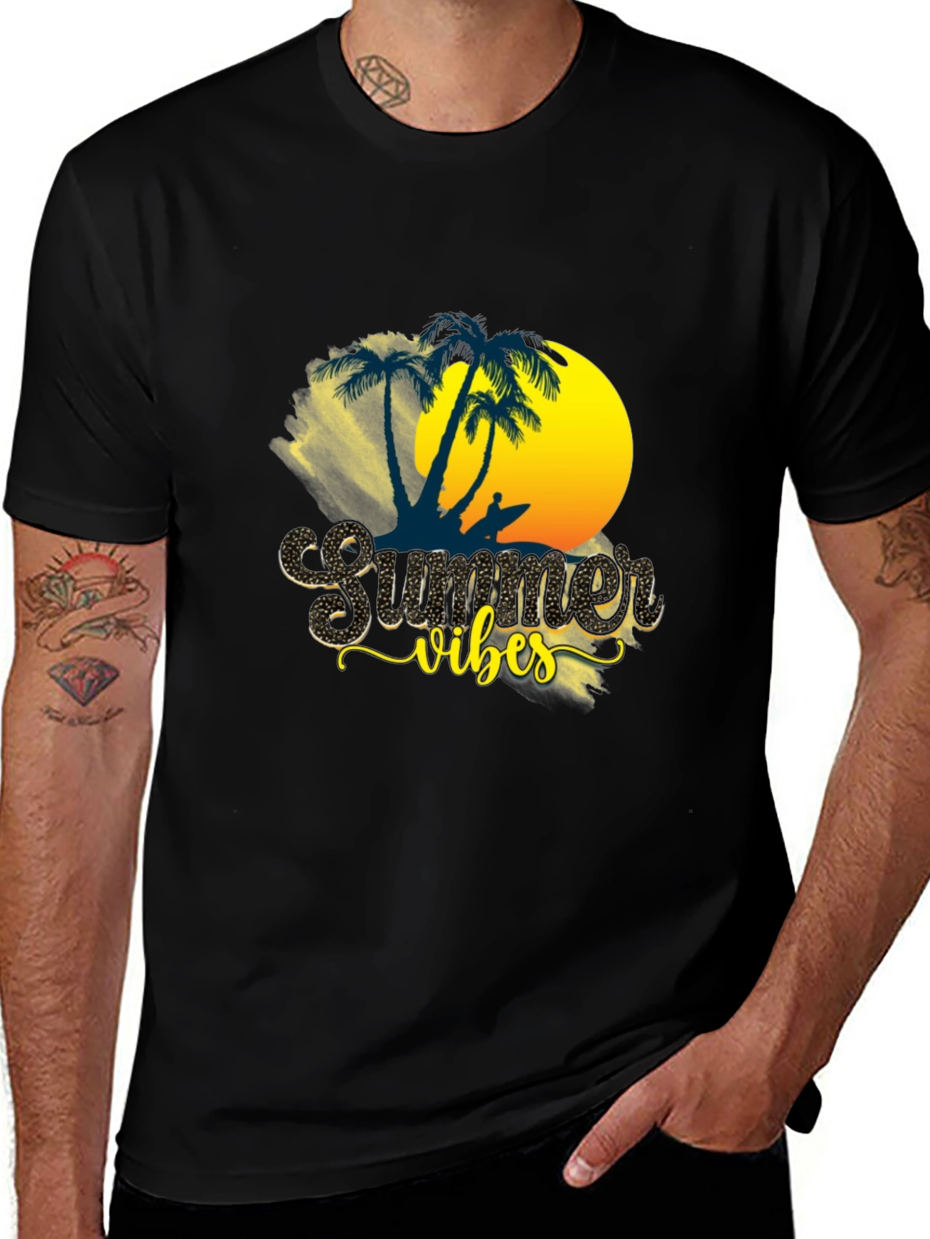 Summer Vibes Graphic T-Shirt - Tropical Beach Design