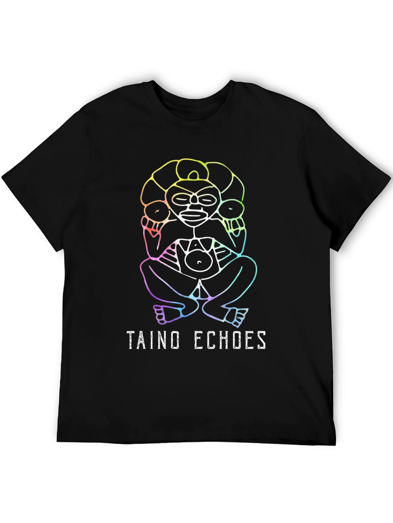 Taino Echoes Rainbow Graphic Black Tee