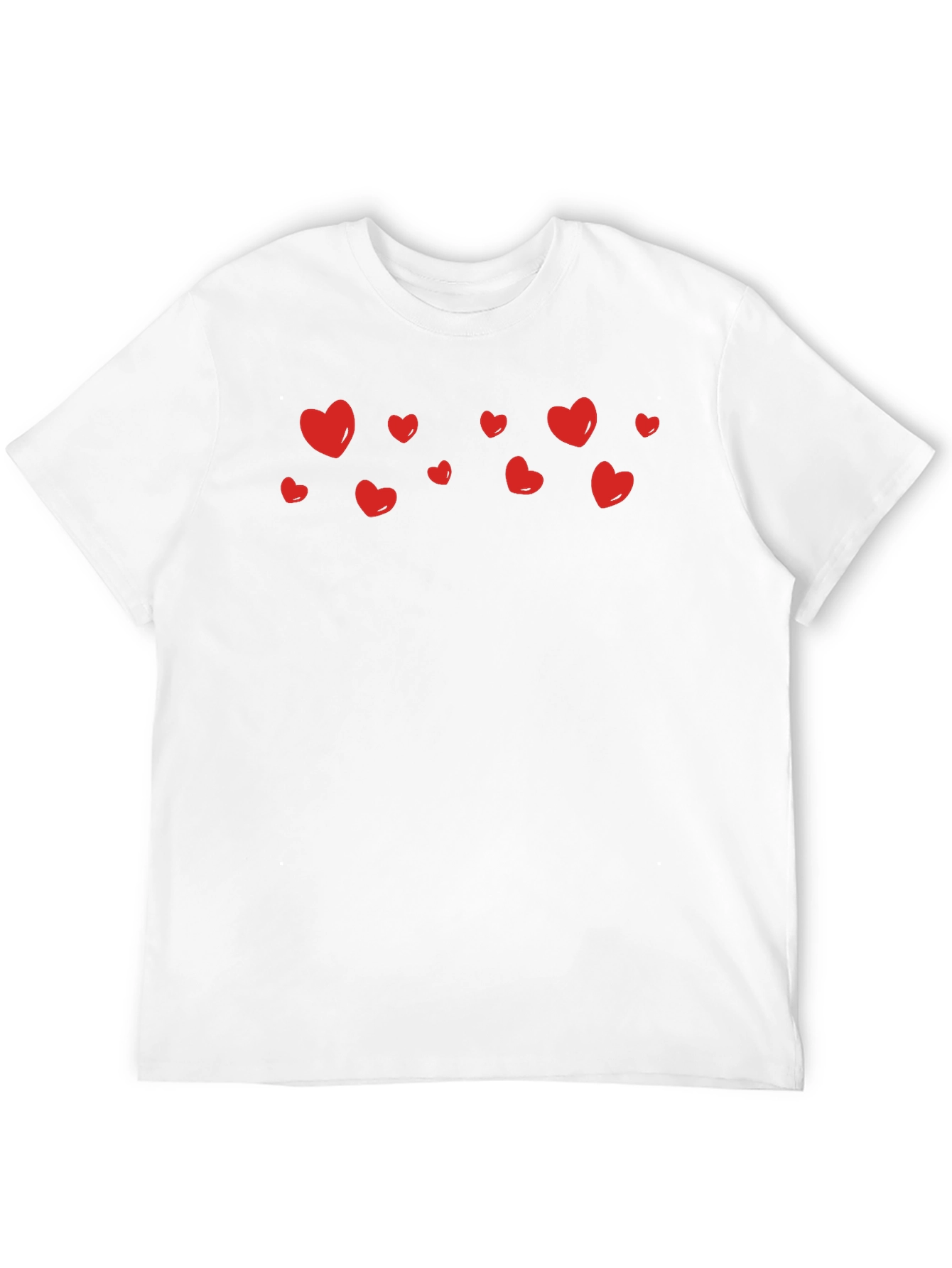 Heart Print Black Casual T-Shirt