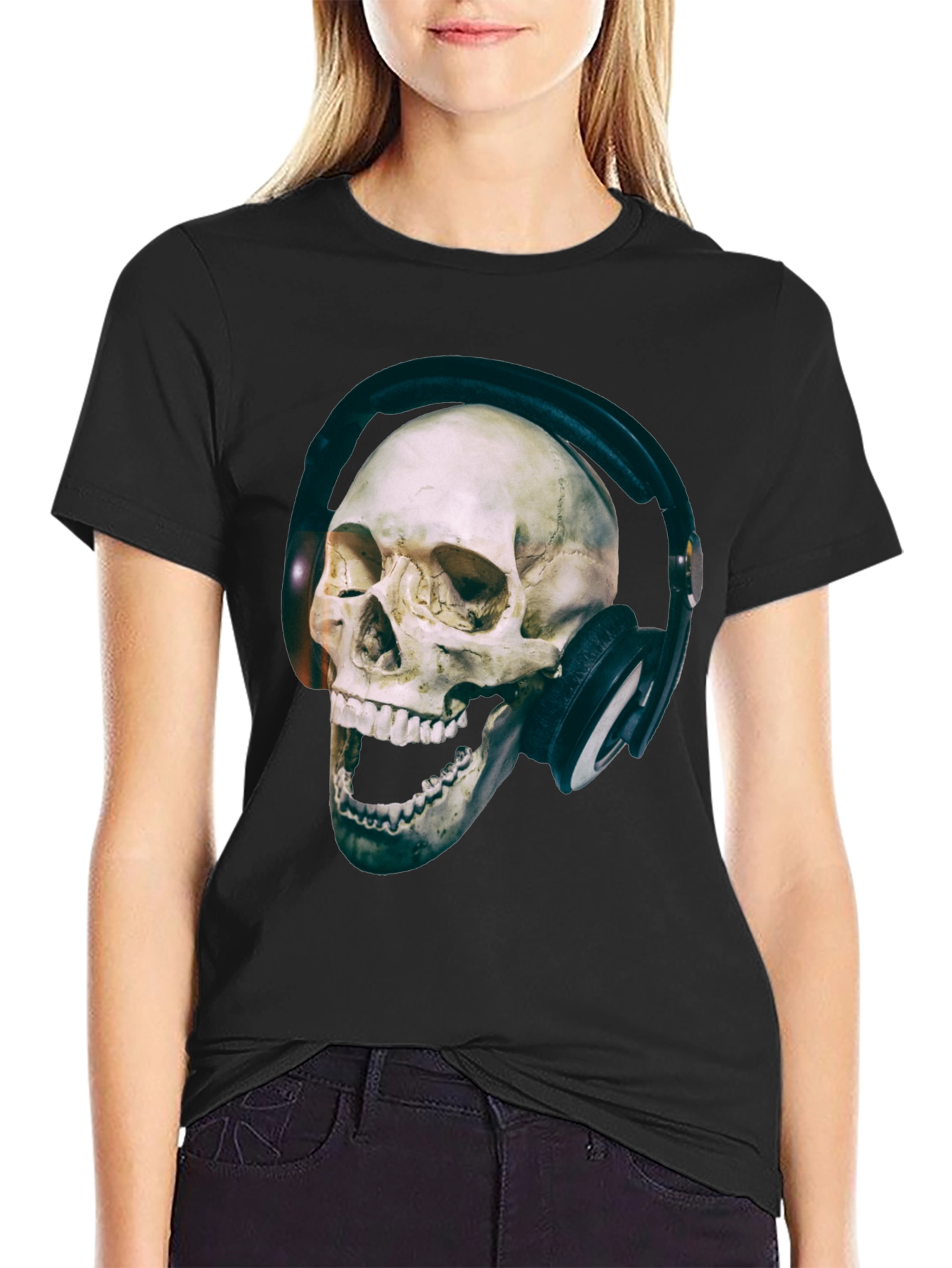 Skull with Headphones Graphic T-Shirt
