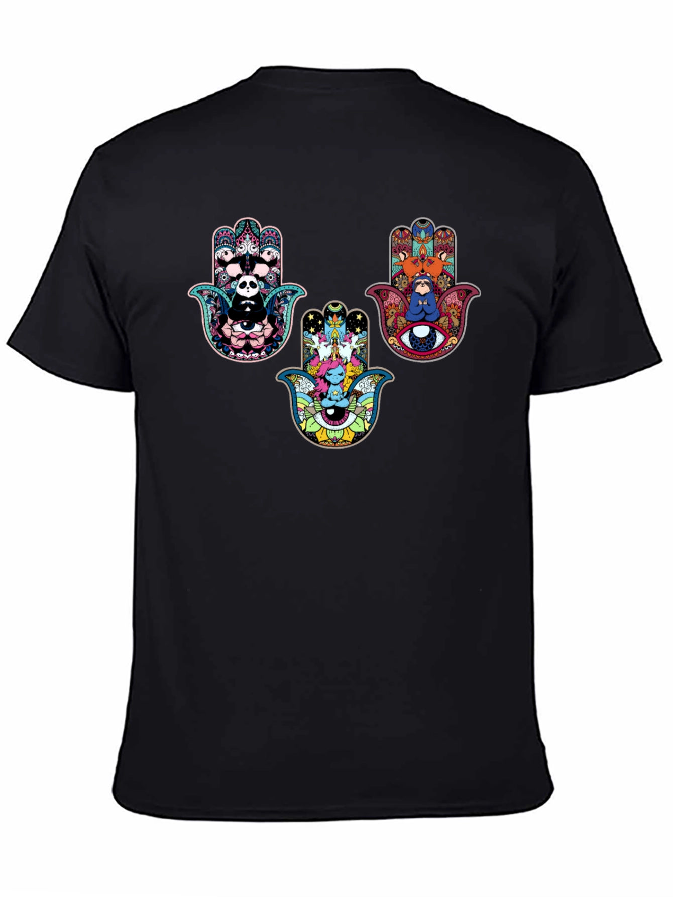 Hamsa Hand Graphic Print Black Tee