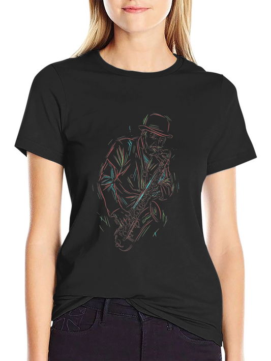 Neon Saxophone Player Graphic T-Shirt