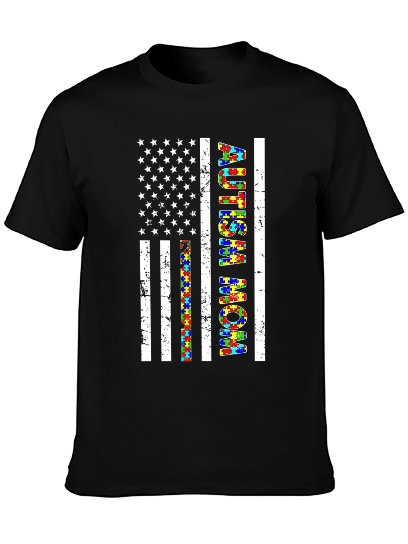 Autism Mom American Flag T-Shirt
