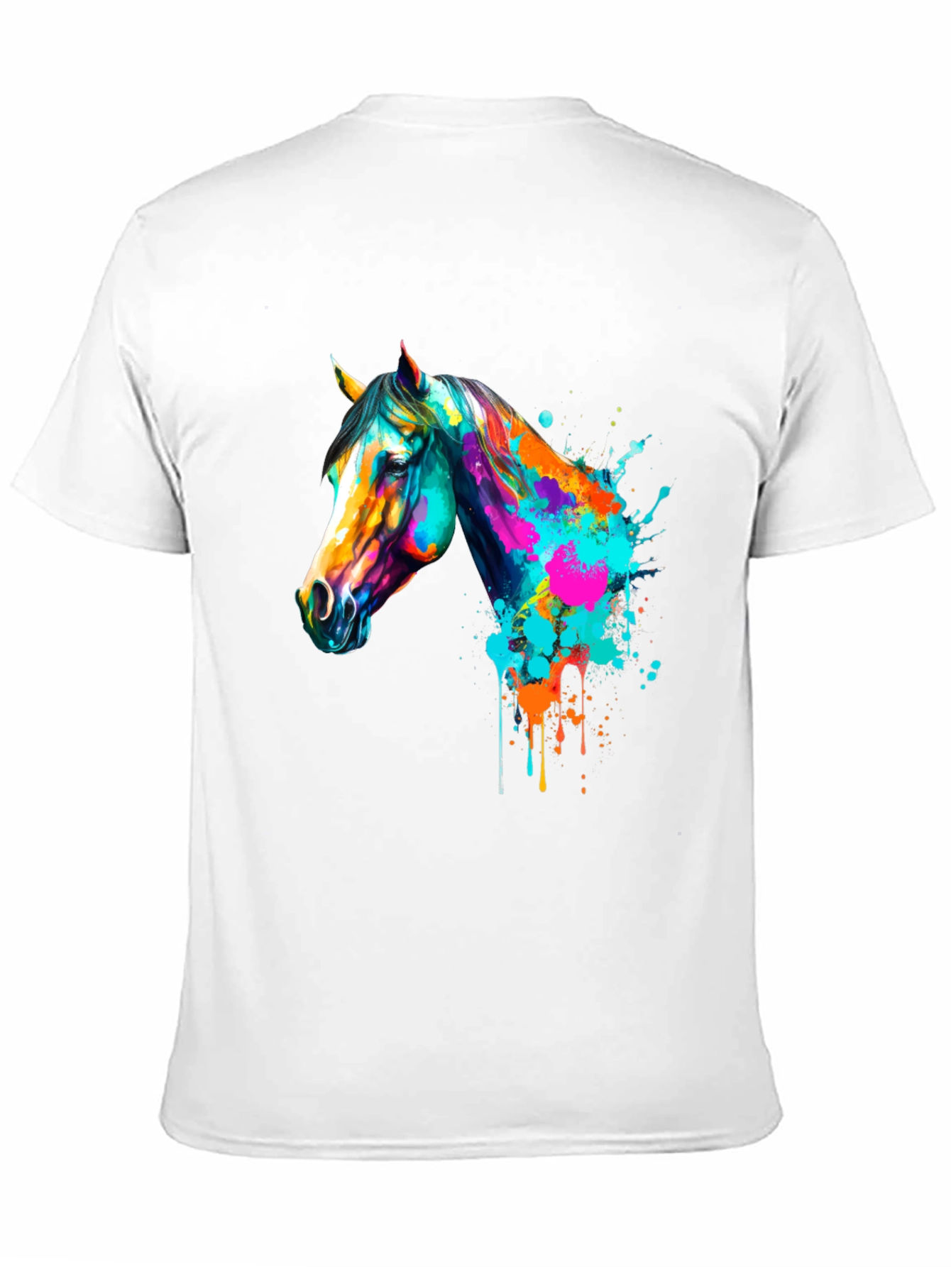 Vibrant Horse Graphic Print Mens Black T-Shirt