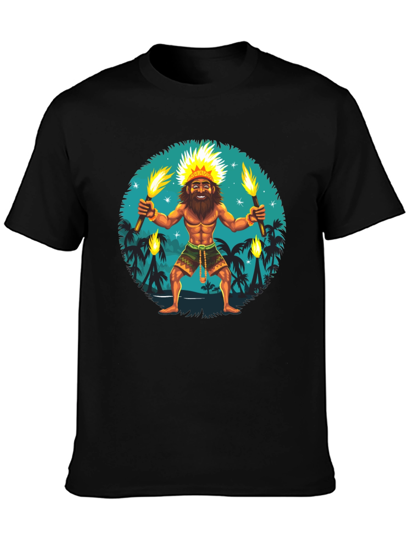 Island King T-Shirt: Tropical Torchbearer Design
