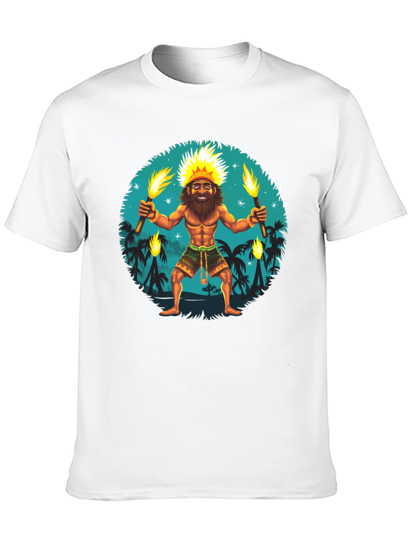 Island King T-Shirt: Tropical Torchbearer Design