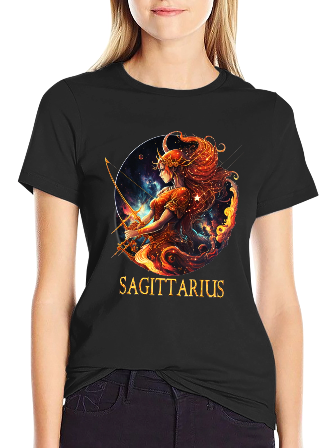 Sagittarius Zodiac Graphic Tee - Black