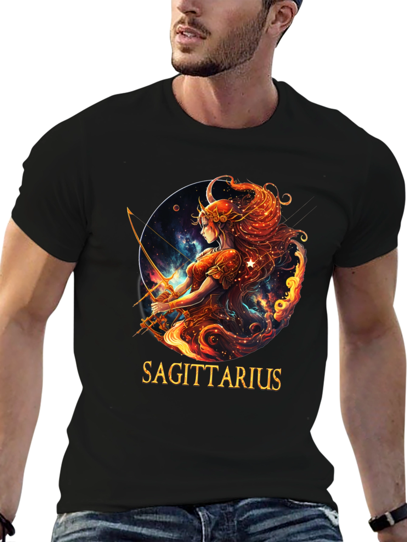 Sagittarius Zodiac Graphic Tee - Black