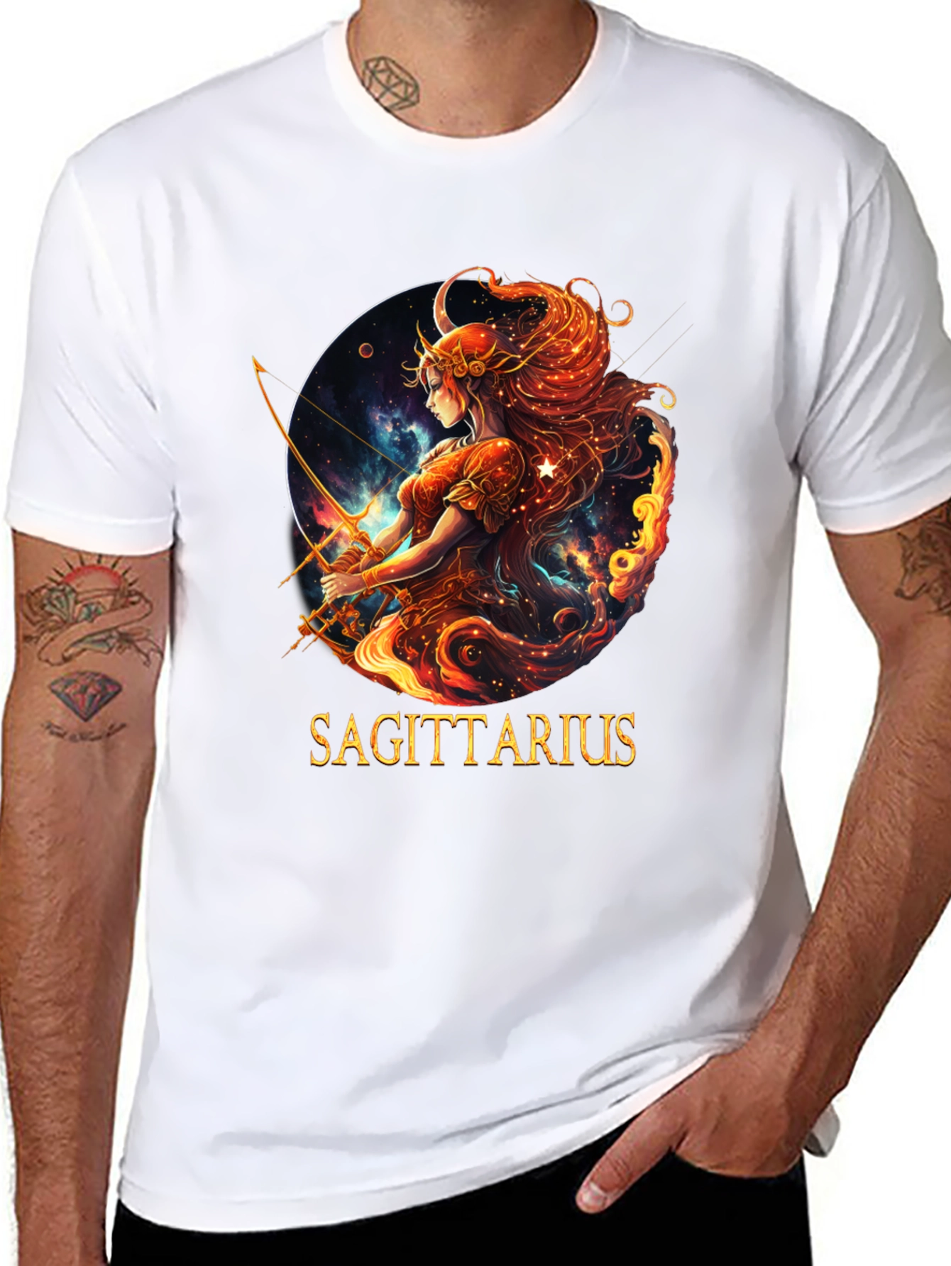 Sagittarius Zodiac Graphic Tee - Black