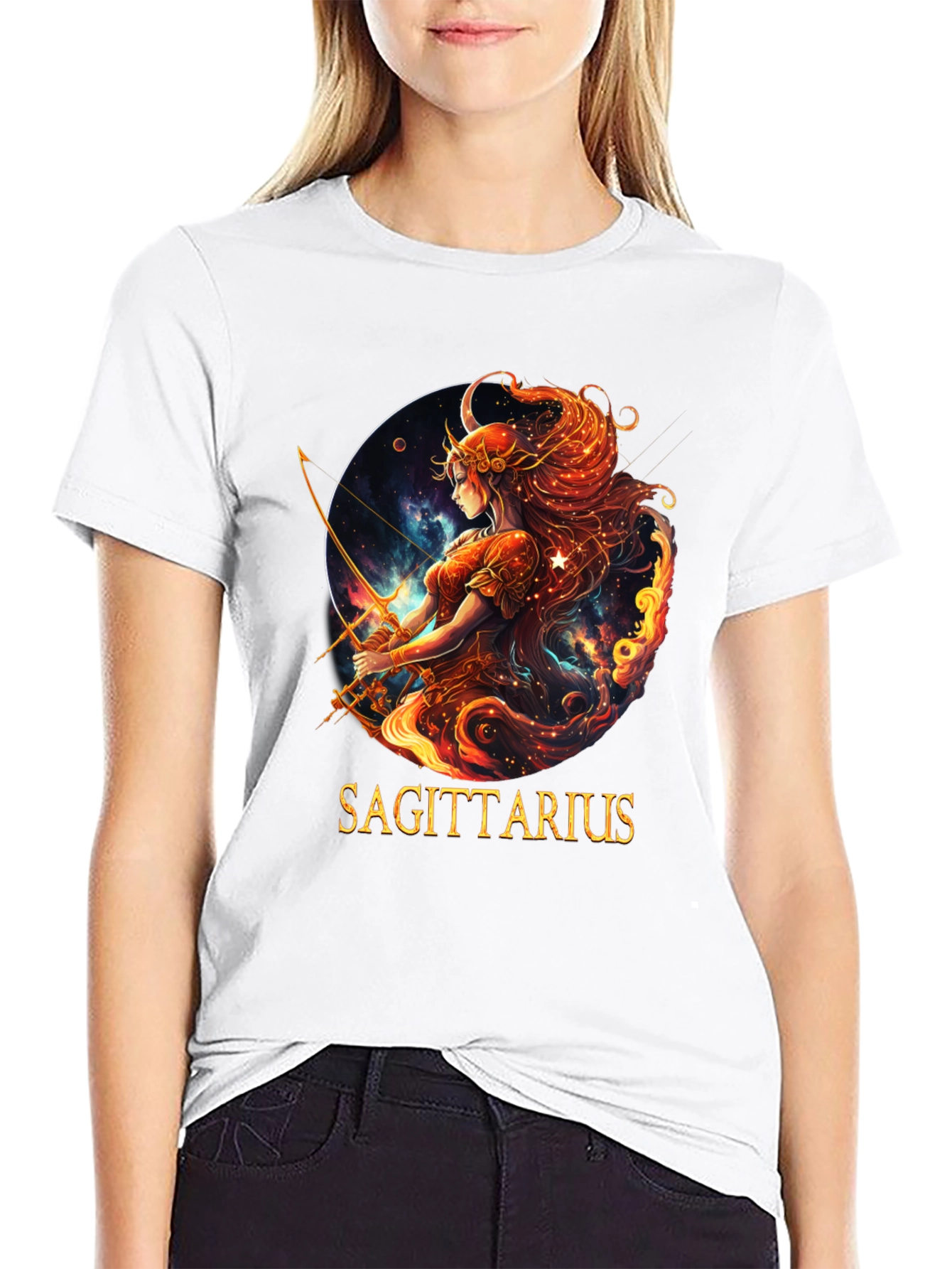 Sagittarius Zodiac Graphic Tee - Black