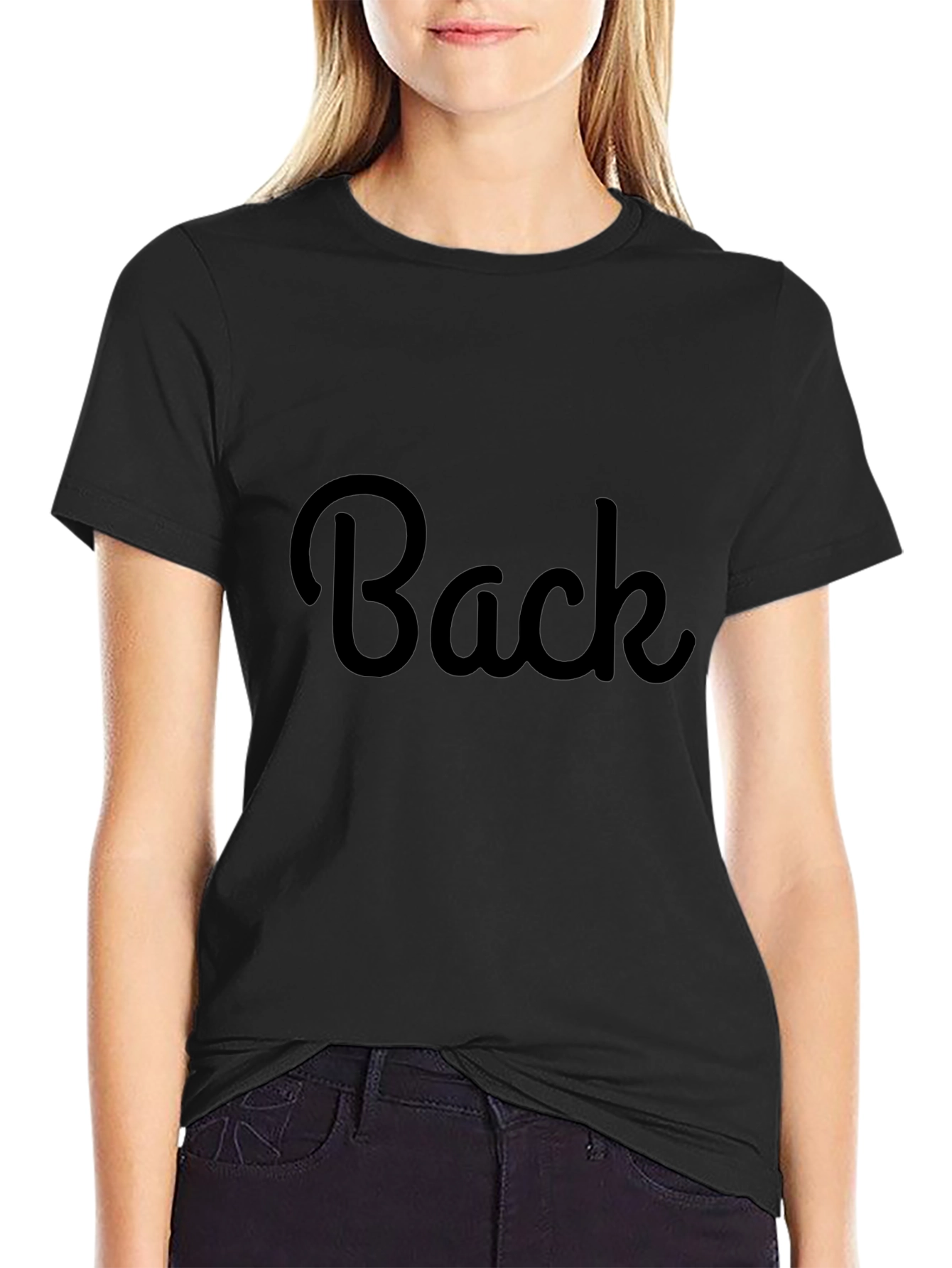 Mens Black Back Graphic T-Shirt Casual Style