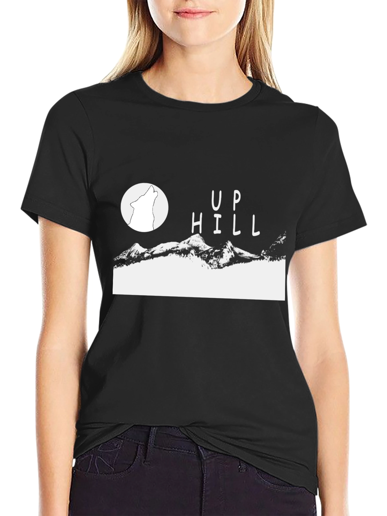 Black Uphill Wolf Graphic Tee