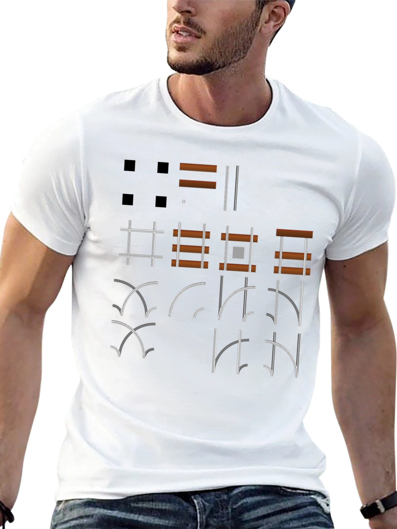 Geometric Graphic Print Black T-Shirt