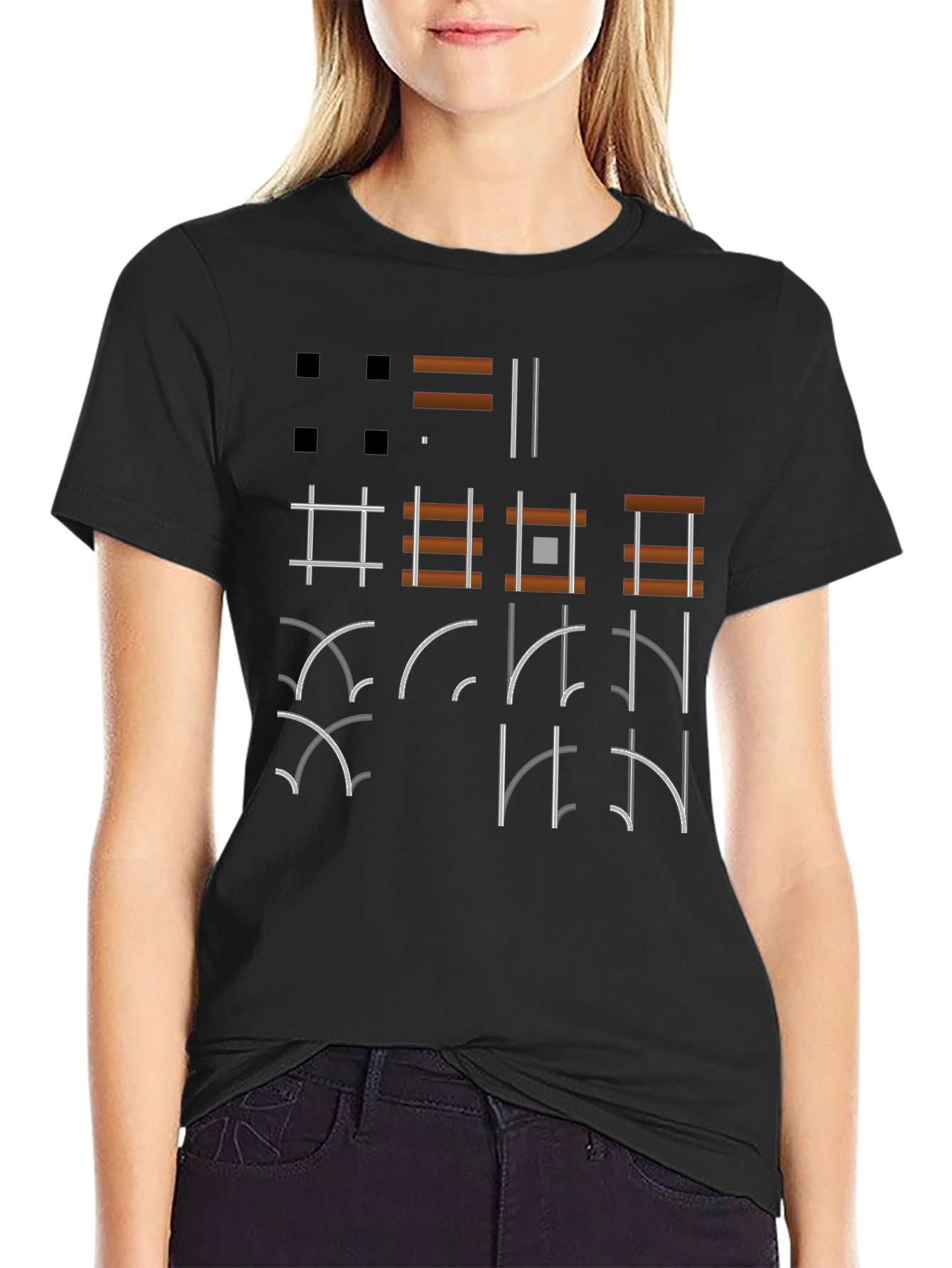 Geometric Graphic Print Black T-Shirt
