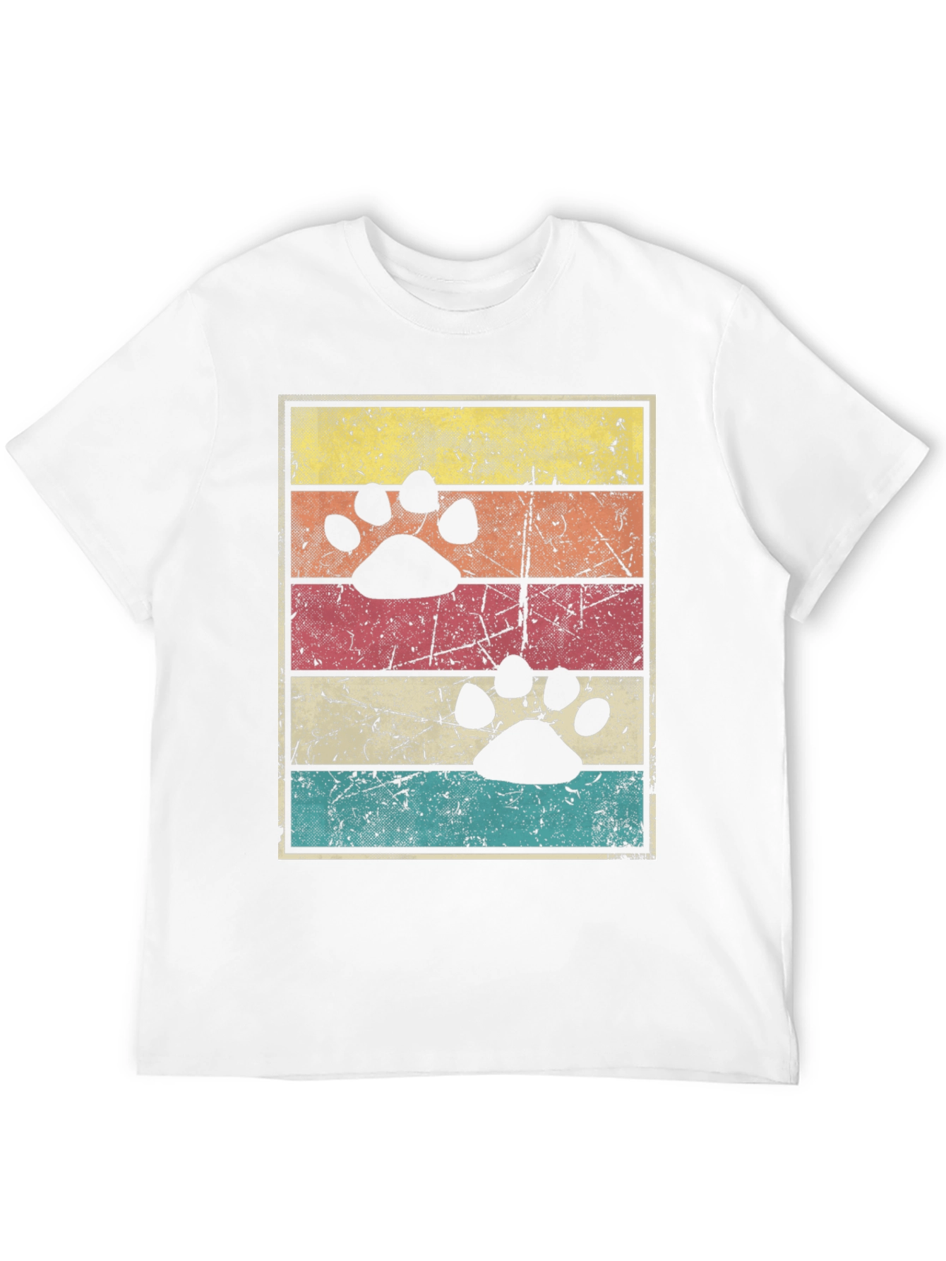 Retro Paw Print Graphic Tee - Black