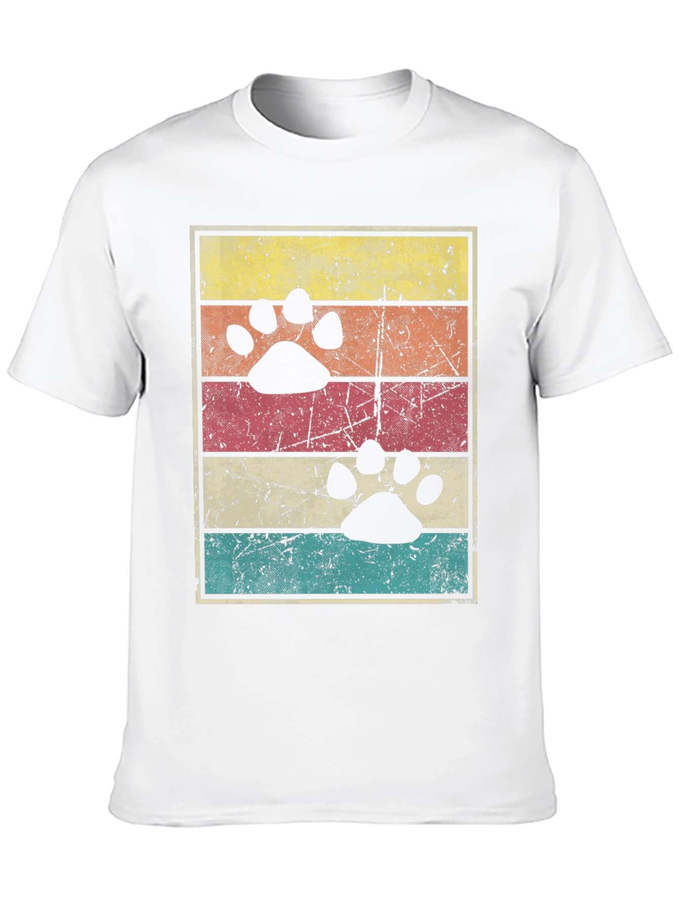 Retro Paw Print Graphic Tee - Black