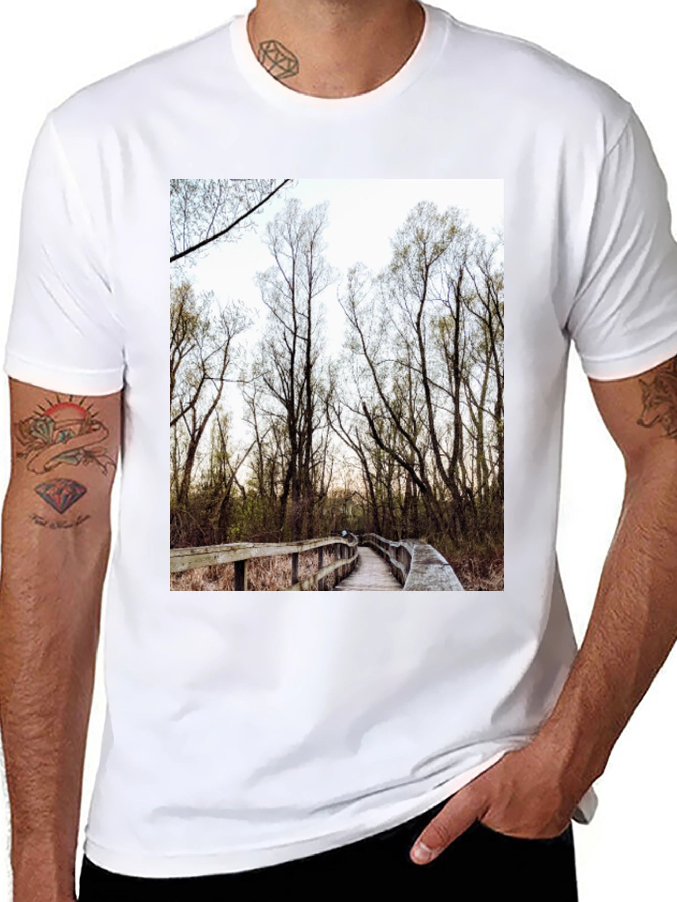 Nature Boardwalk Graphic Tee - Black Cotton Blend