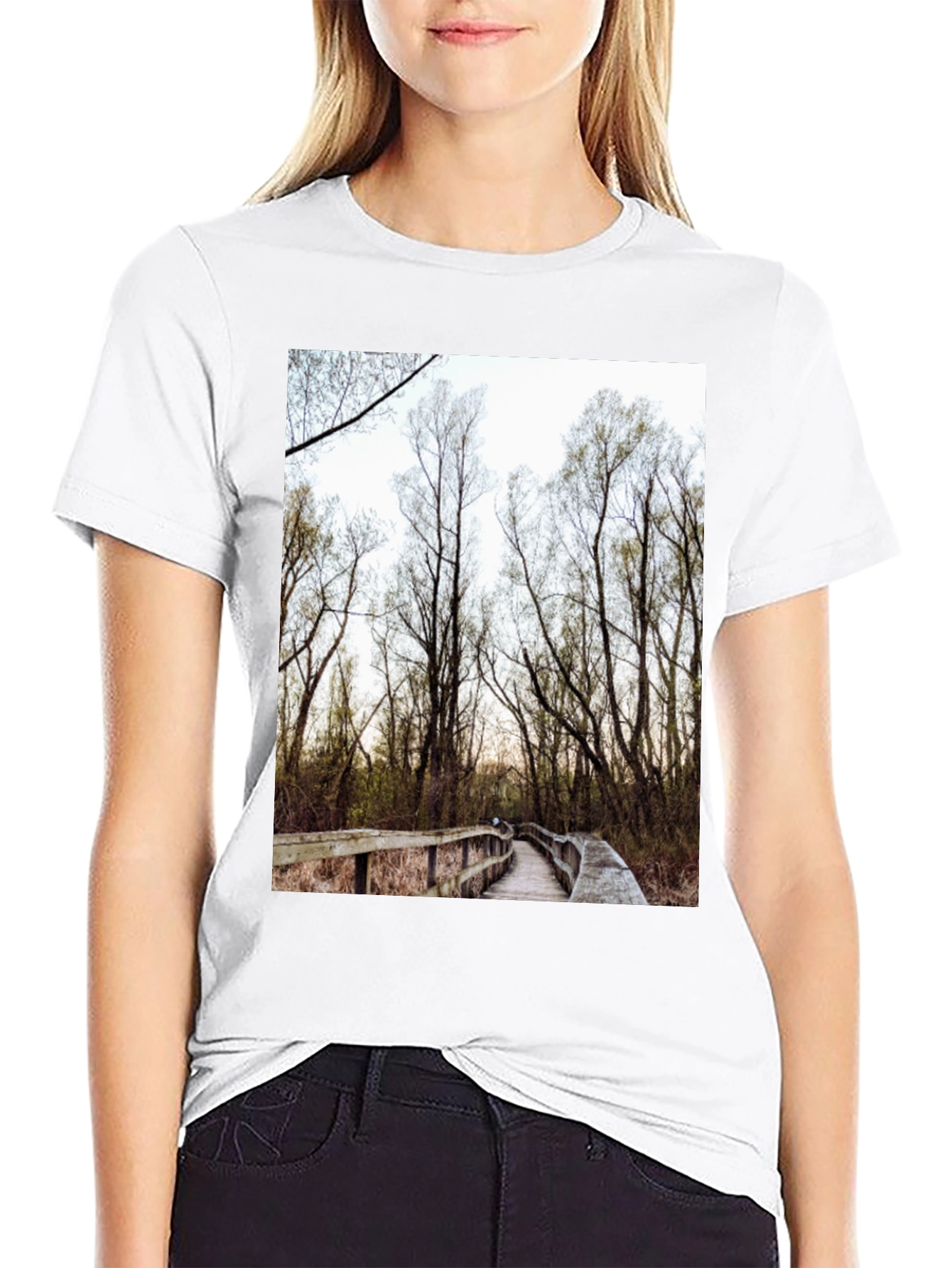 Nature Boardwalk Graphic Tee - Black Cotton Blend