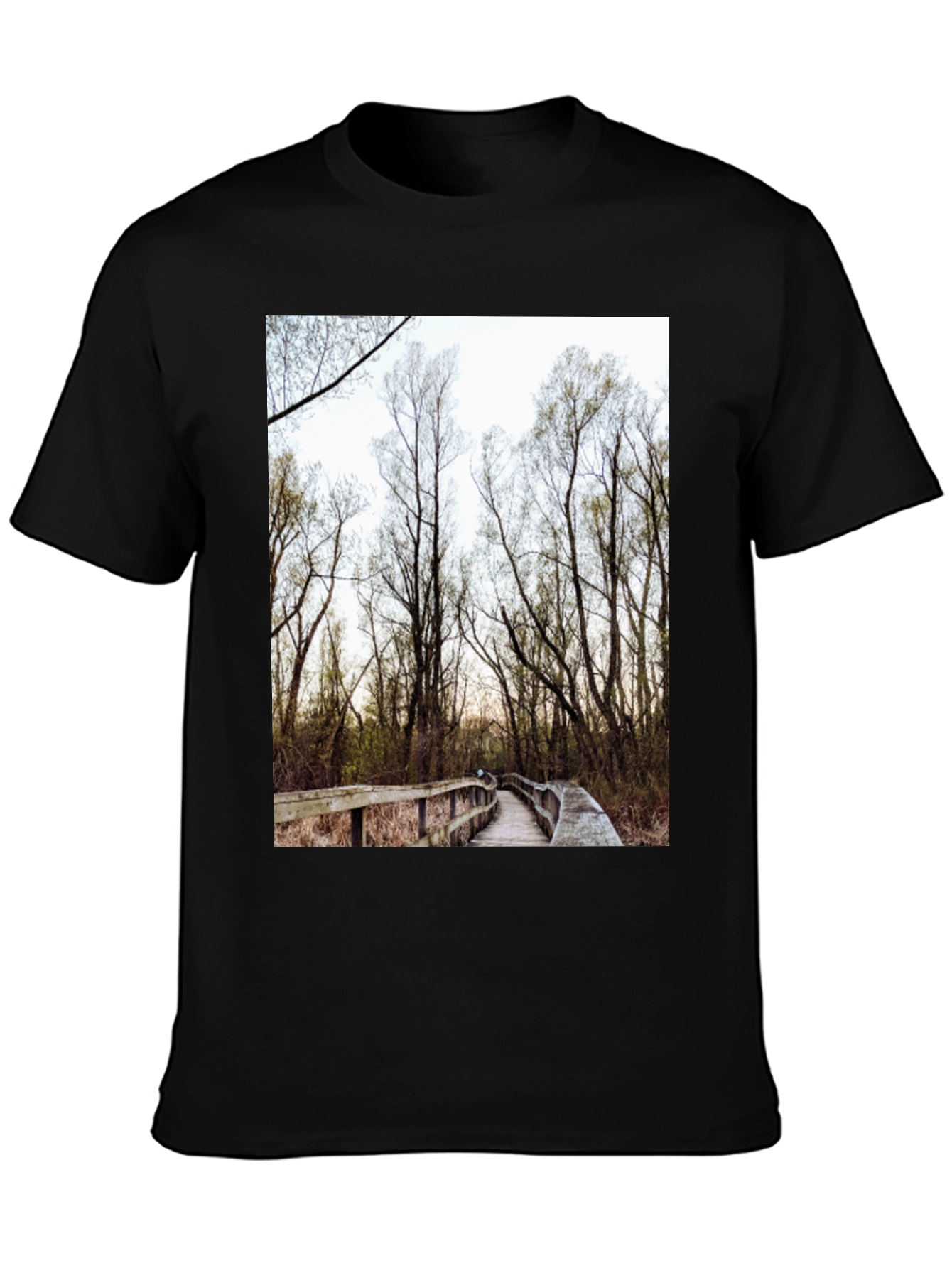Nature Boardwalk Graphic Tee - Black Cotton Blend