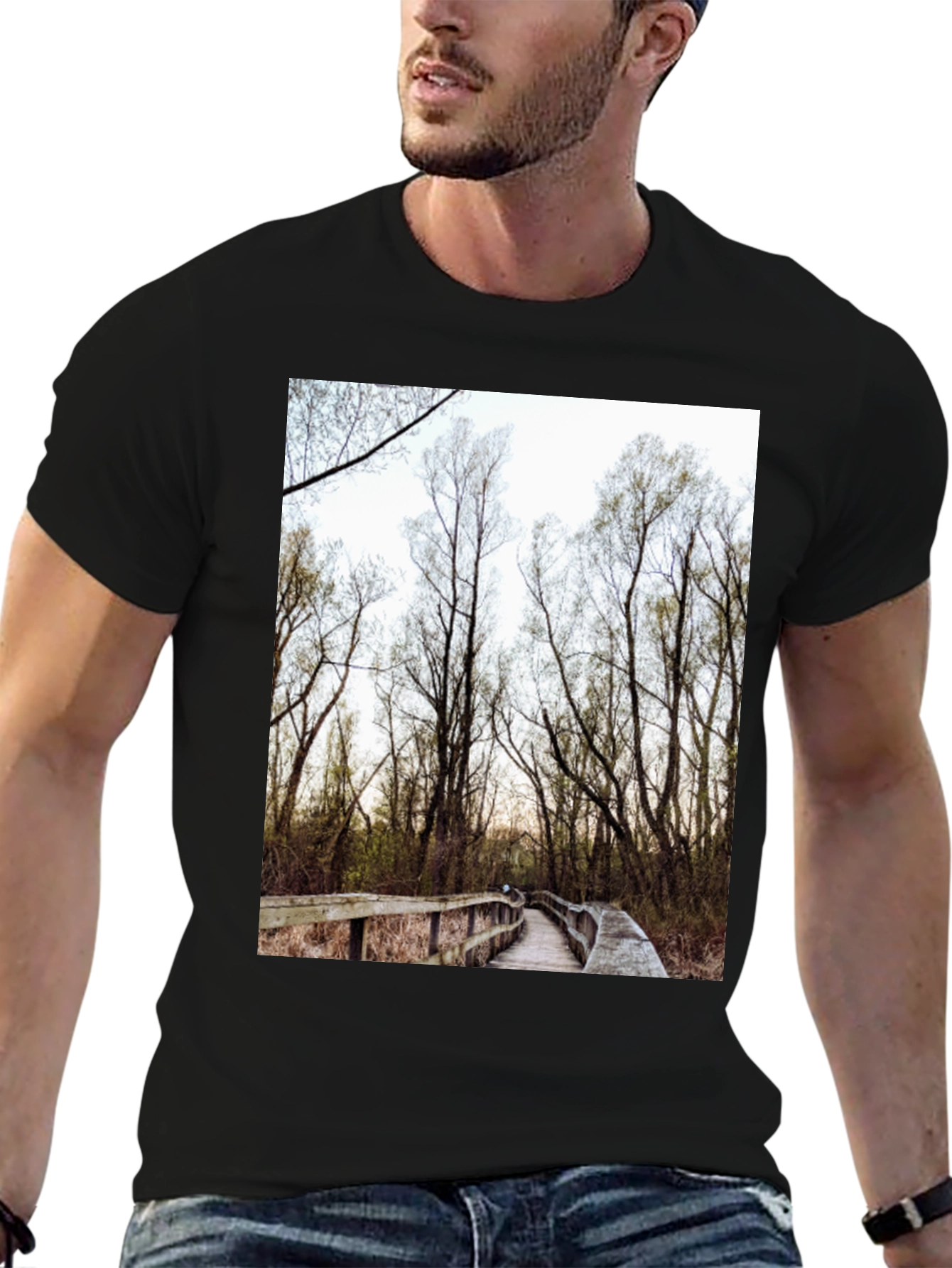 Nature Boardwalk Graphic Tee - Black Cotton Blend