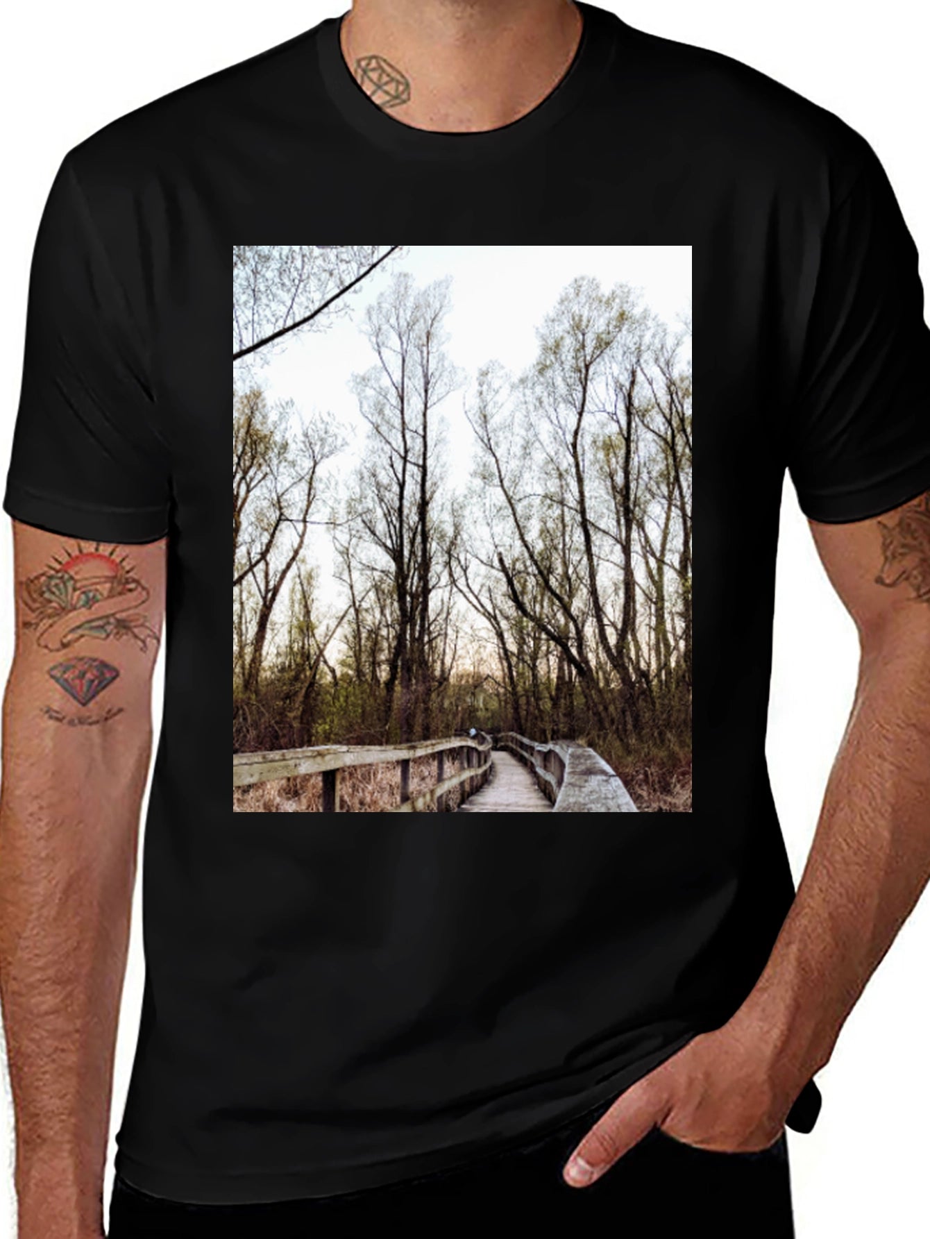 Nature Boardwalk Graphic Tee - Black Cotton Blend