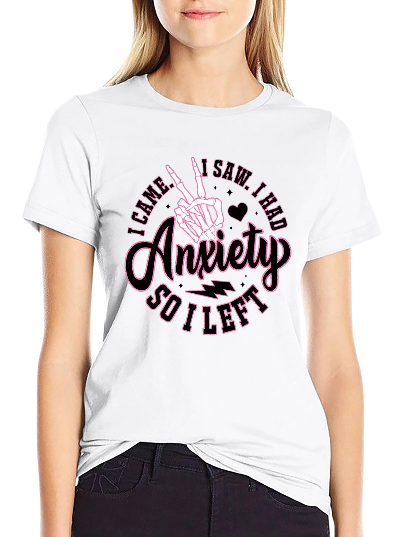 Anxiety Skeleton Hand Graphic T-Shirt