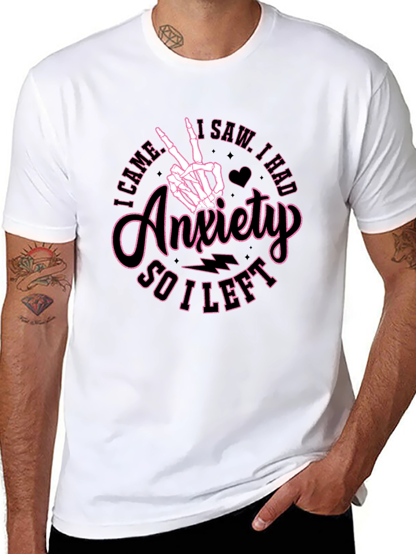 Anxiety Skeleton Hand Graphic T-Shirt
