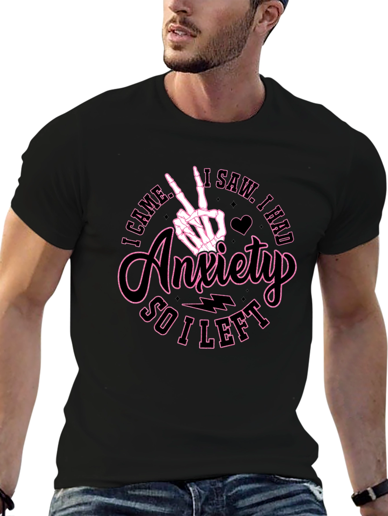 Anxiety Skeleton Hand Graphic T-Shirt