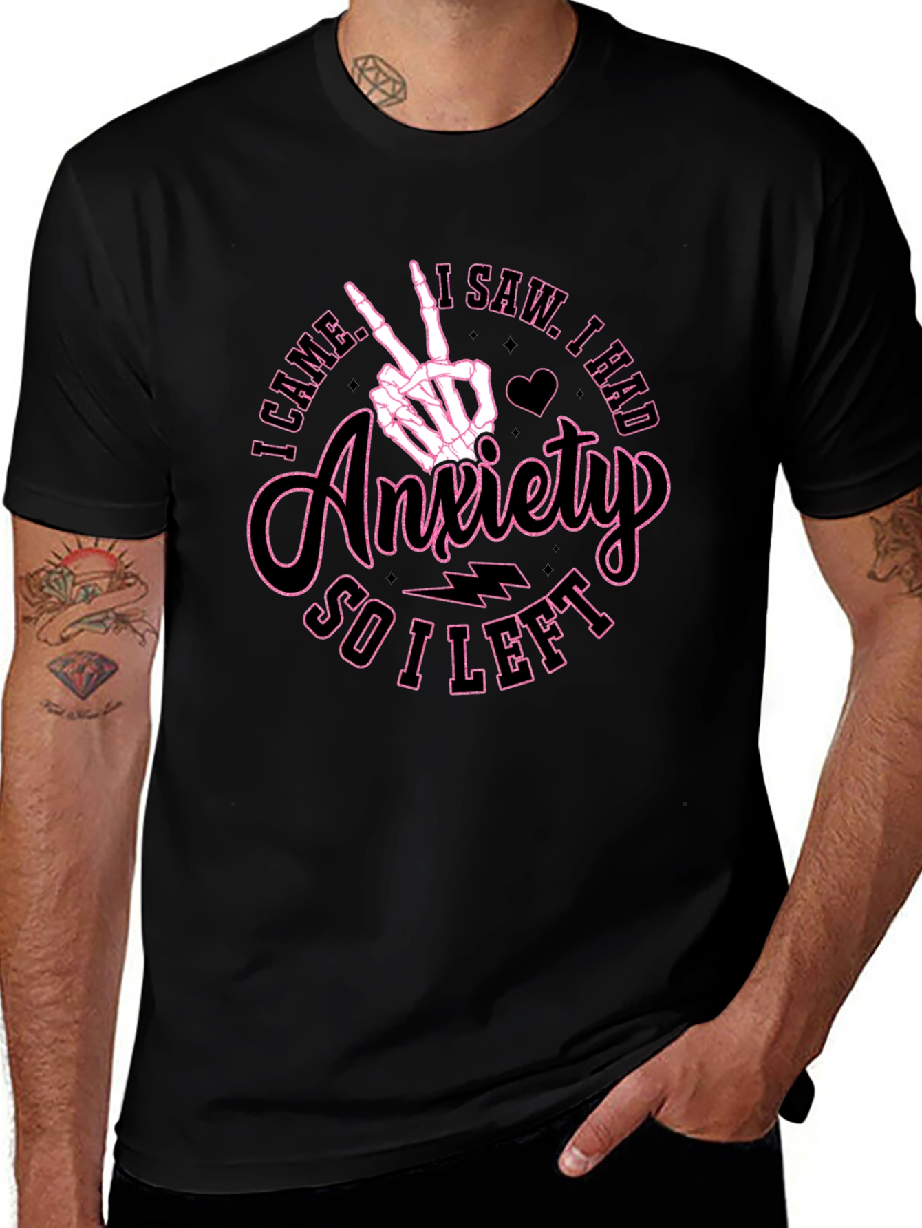Anxiety Skeleton Hand Graphic T-Shirt