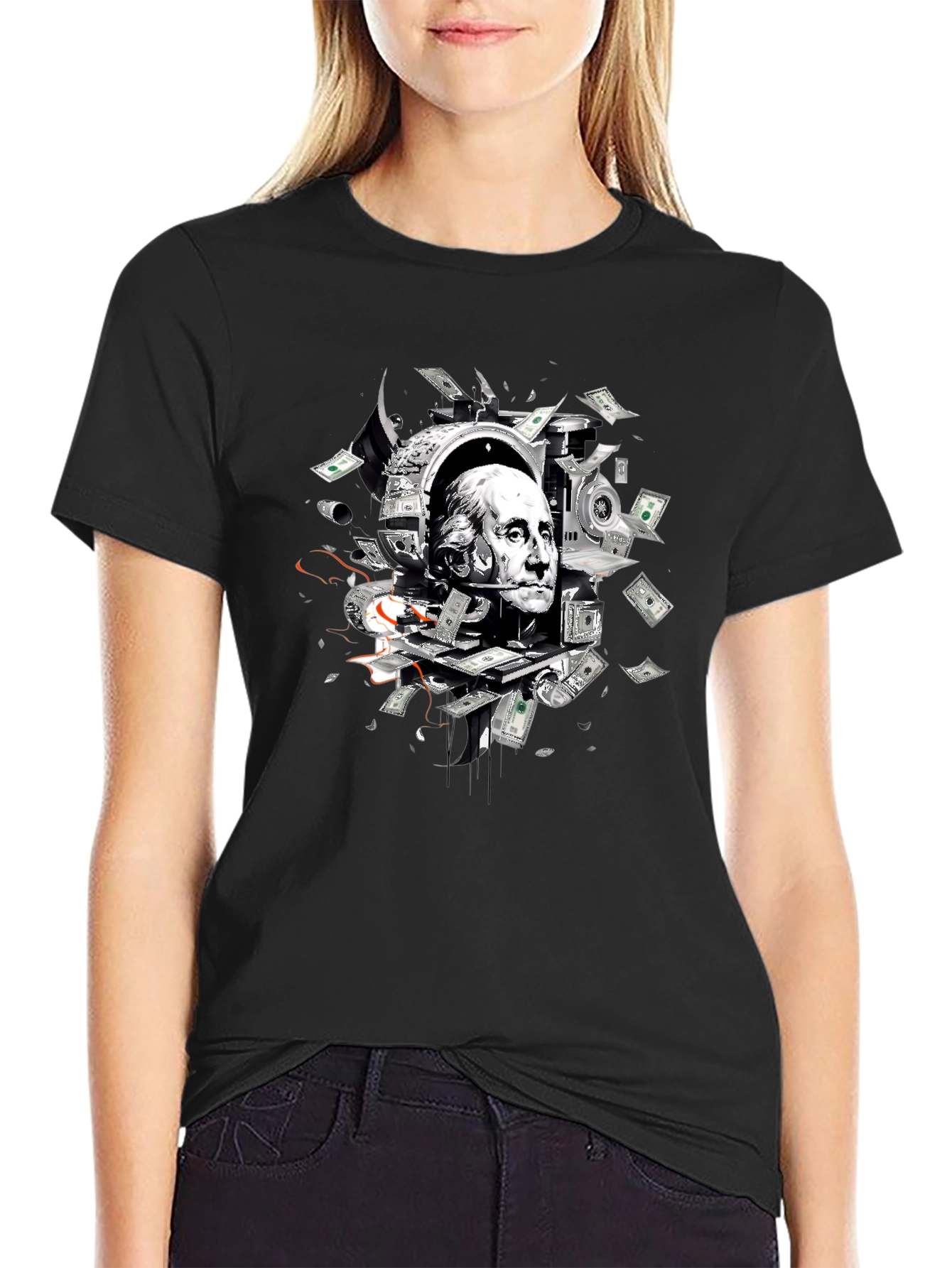 Money Man Graphic Tee - Black Crewneck T-Shirt
